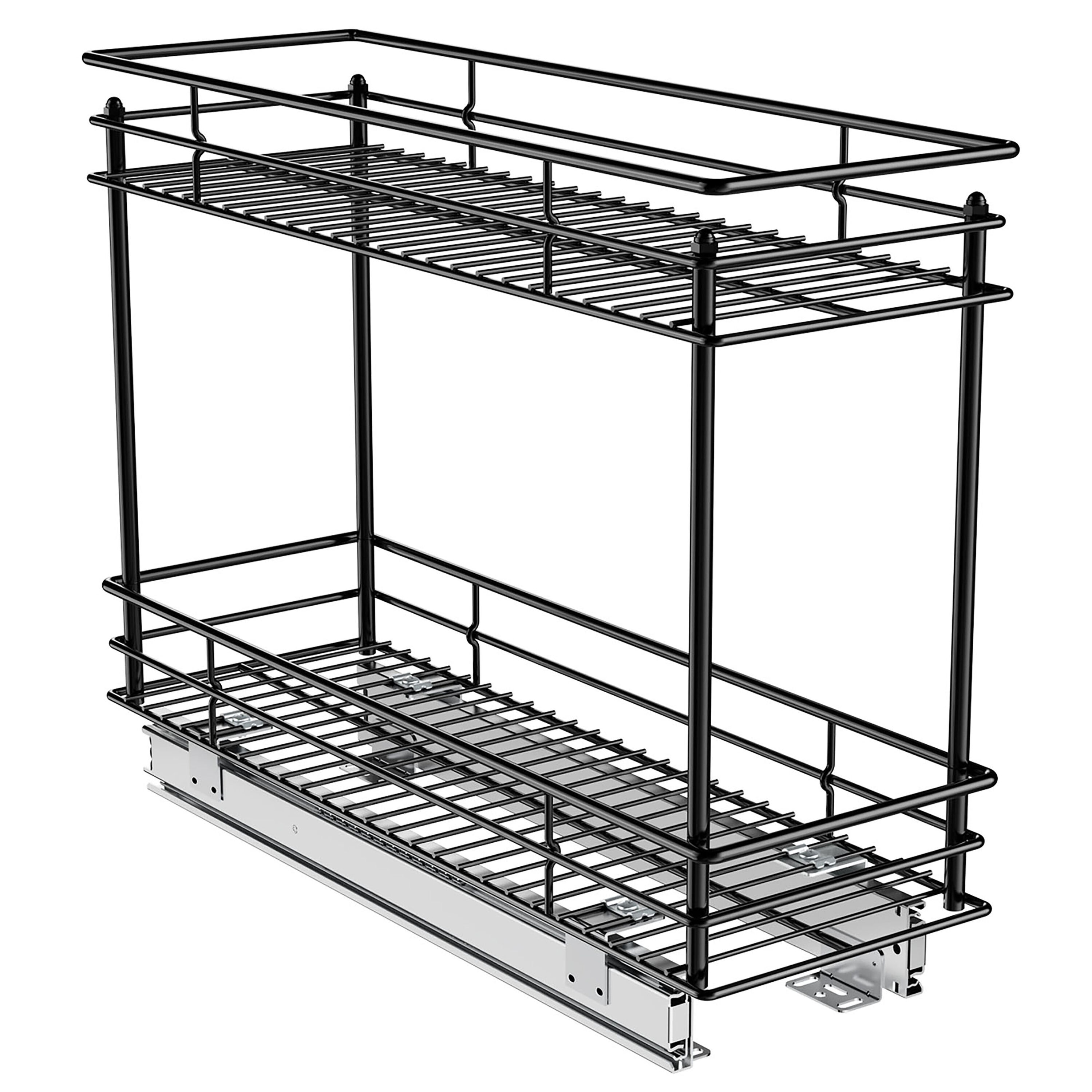 HomLux Pull Out Cabinet Organizer 14-in W x 15-in H x 18-in D Black Painted  Cabinet Roll-out Tray in the Kitchen Cabinet Accessories department at