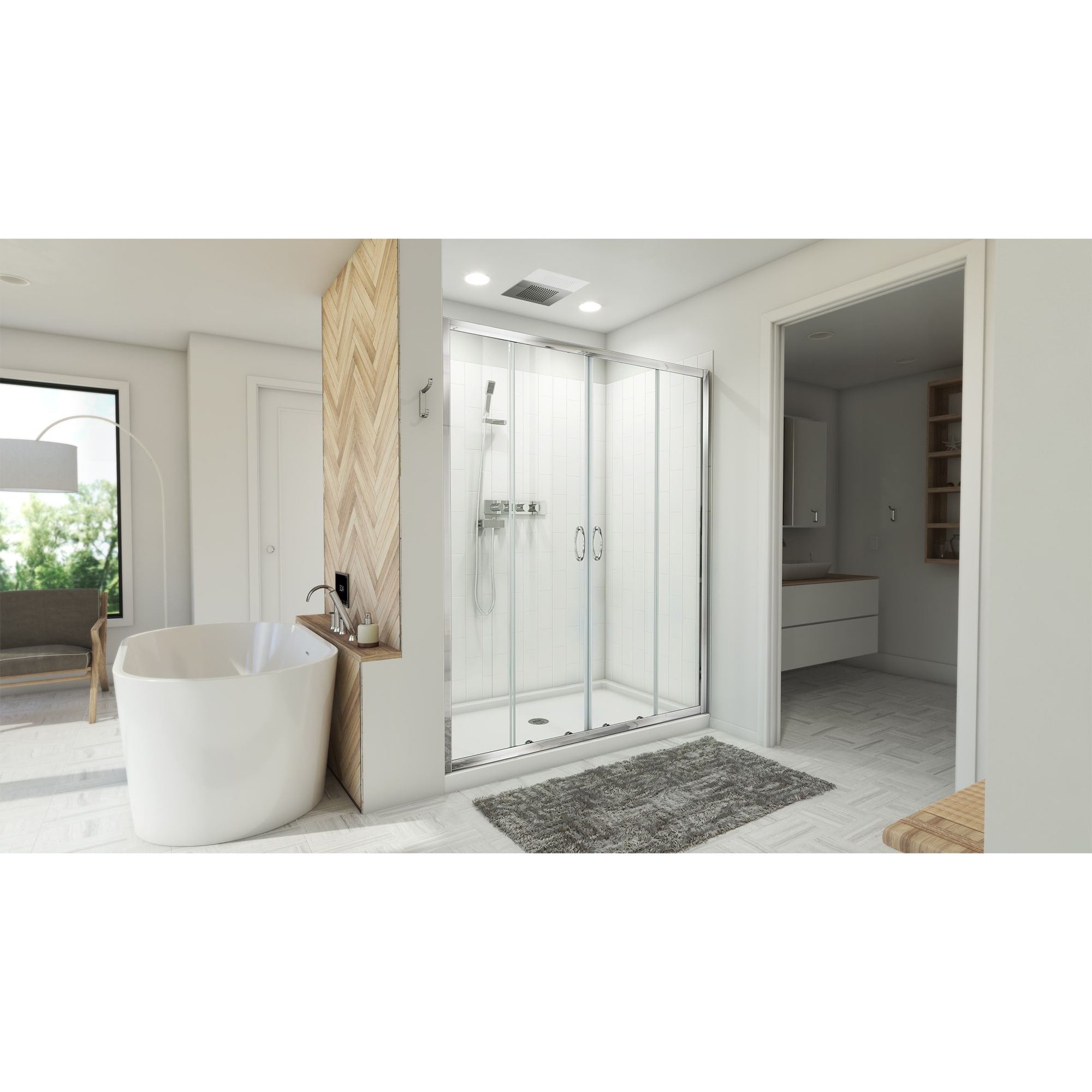 DreamLine QWALL-5 White 2-Piece 30-in x 60-in x 77-in Base/Wall Rectangular  Alcove Shower Kit (Left Drain) in the Shower Stalls & Enclosures department  at