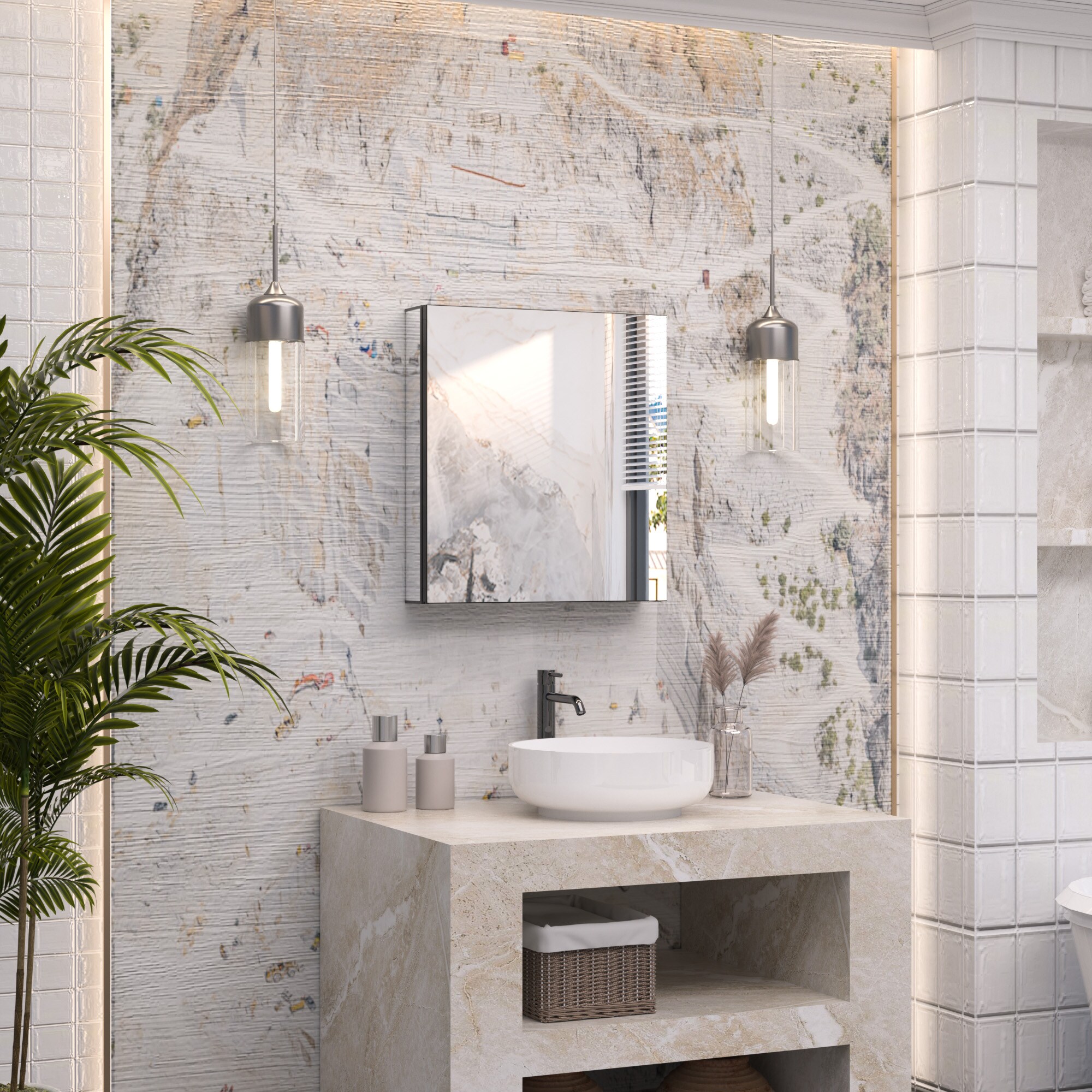 Keonjinn LW-JG-6066BK Bathroom-Medicine-Cabinets - View #2