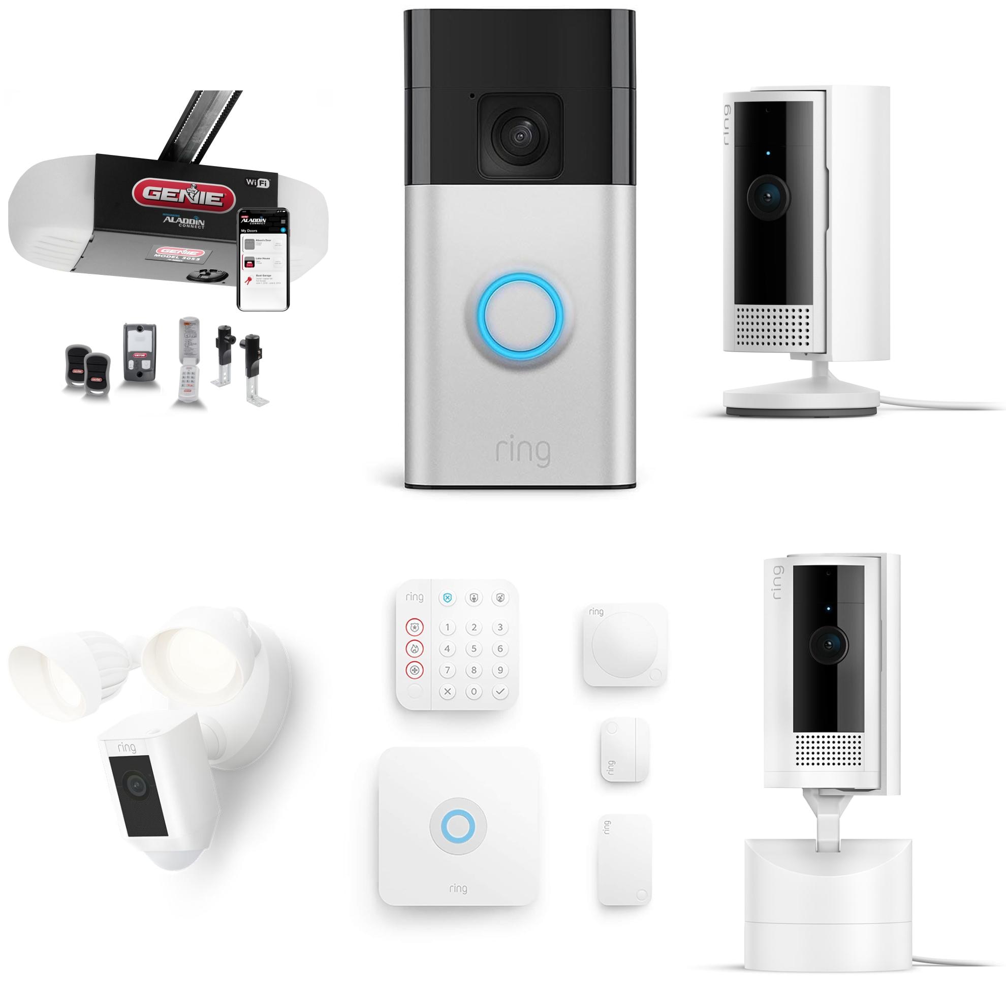 Genie  3/4 HPc Connect Smart Compatible Belt drive Garage Door Opener Wi-Fi Compatibility w/ Ring Smart Home Security Cameras Bundle