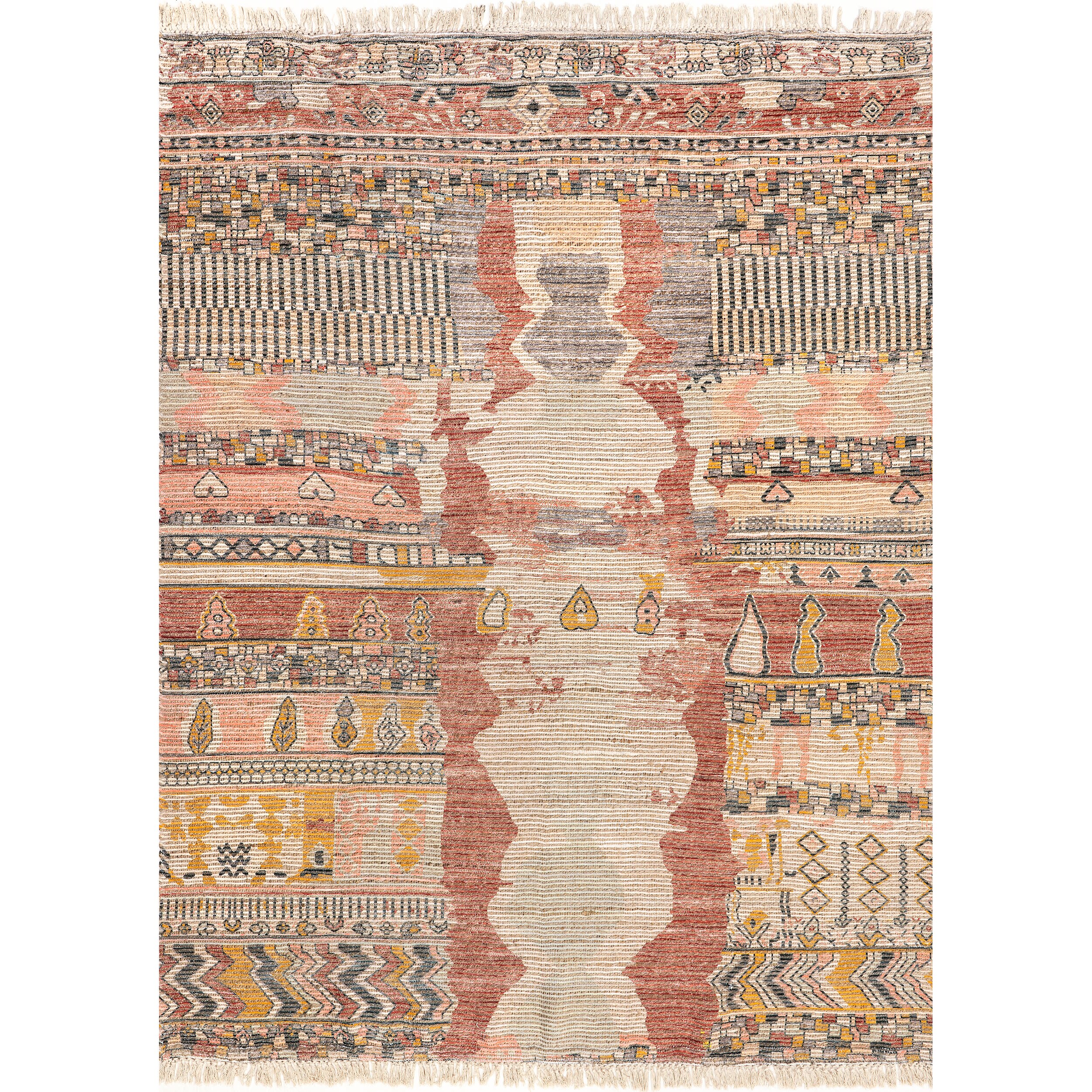 Southwestern Tasseled Red 8' x 10' Jute-Polyester Area Rug
