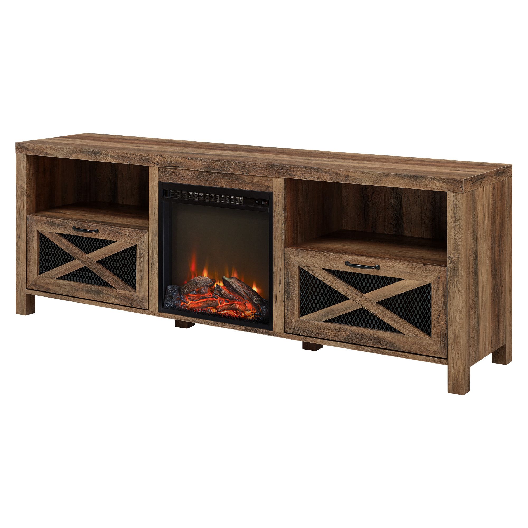 Walker Edison 70-in W Reclaimed Barnwood LED Electric Fireplace LW70FPABRO Uae Electronic uaeelectronic.com