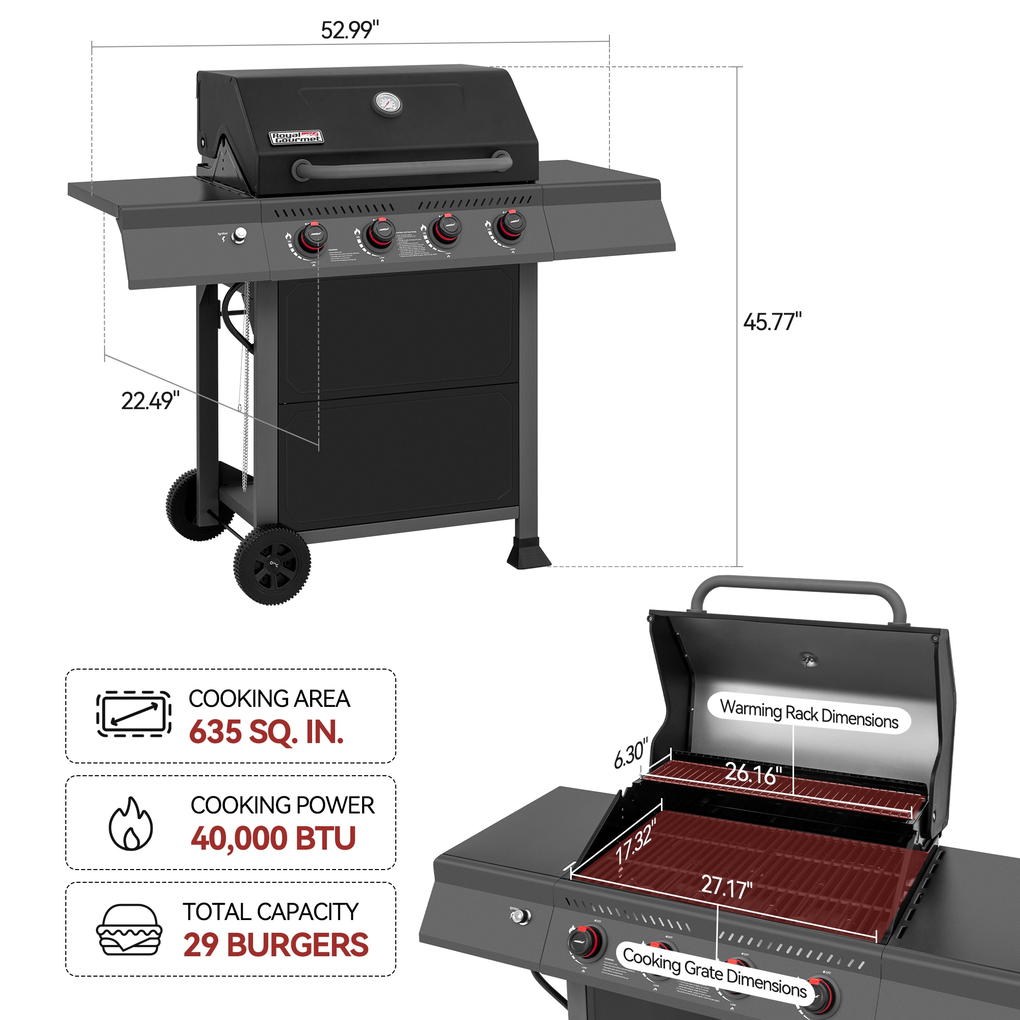Royal Gourmet GA4401T Gas-Grill - View #13