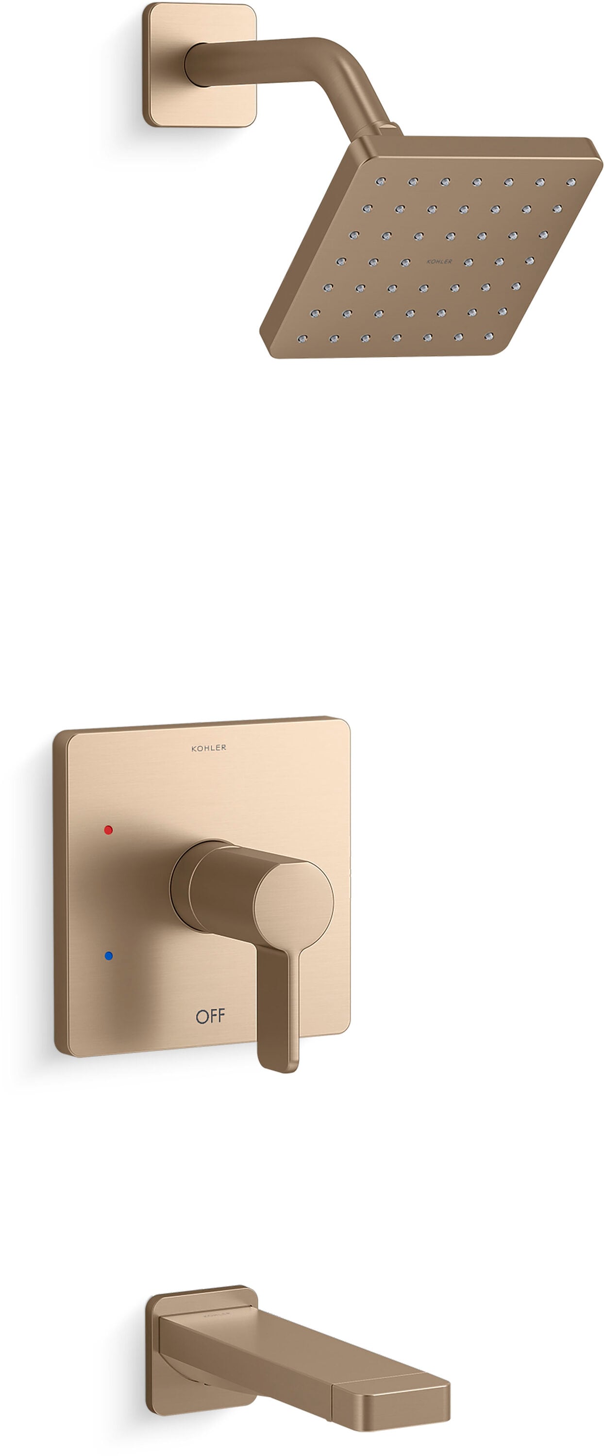 KOHLER TS23503-4-BV Parallel Vibrant Brushed Bronze 1-handle Single function 6.25-Inches Square Shower Faucet