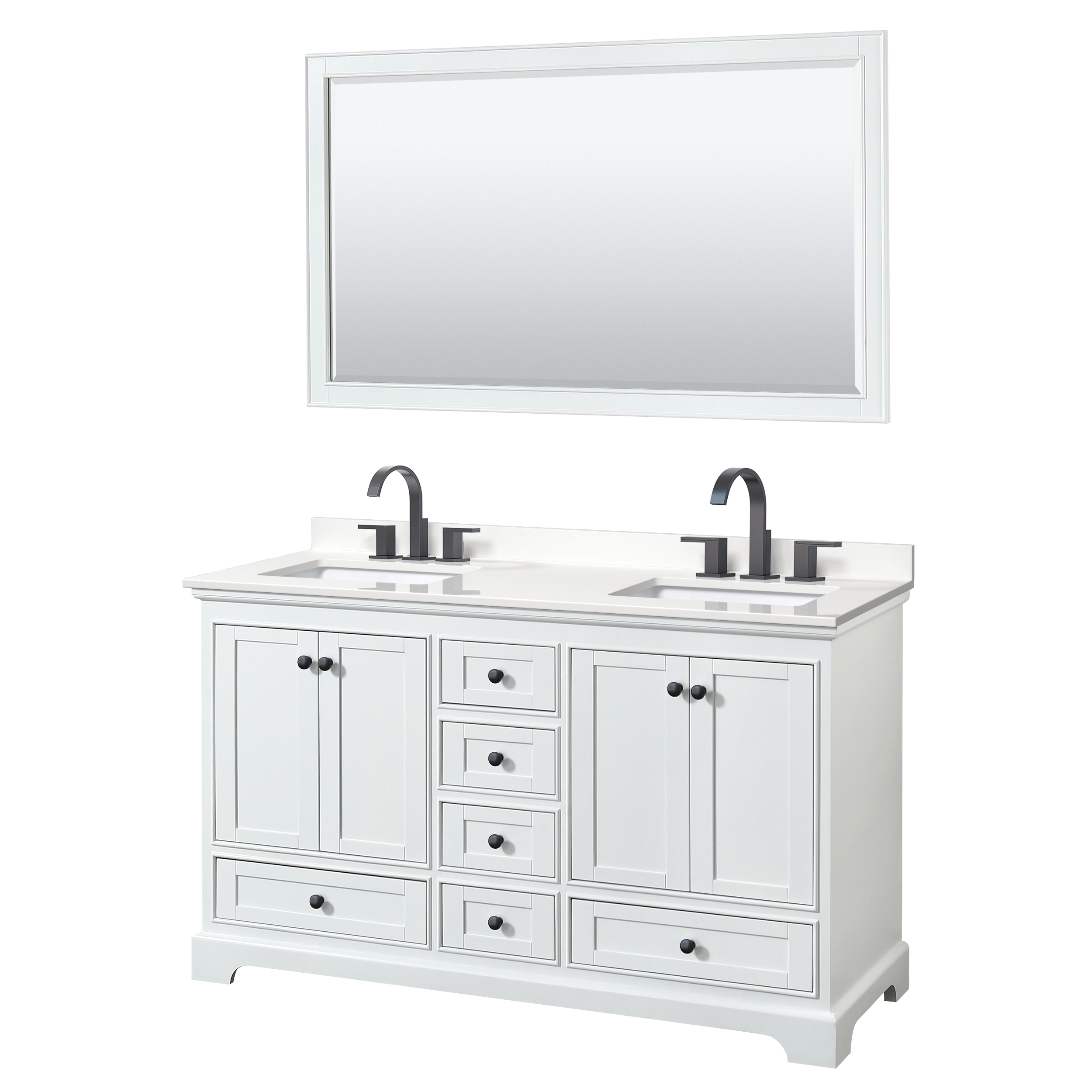 Wyndham Collection Deborah 60-in White Bathroom Vanity Cabinet (Mirror Included)