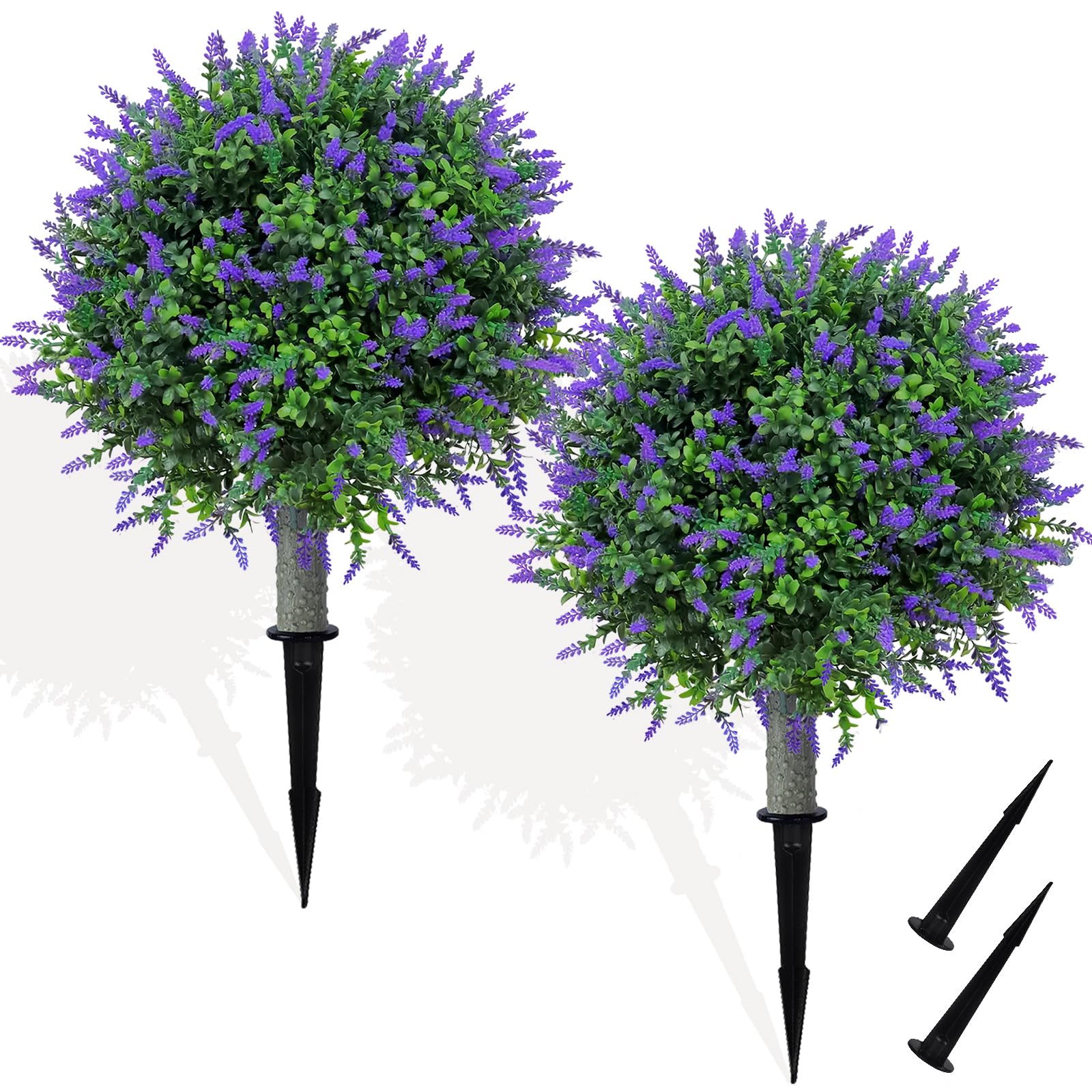 PIGFDK Artificial Lavender Topiary UV Resistant Faux Shrubs Outdoor Landscaping Decor 2 Pack one_size | 5749848231591