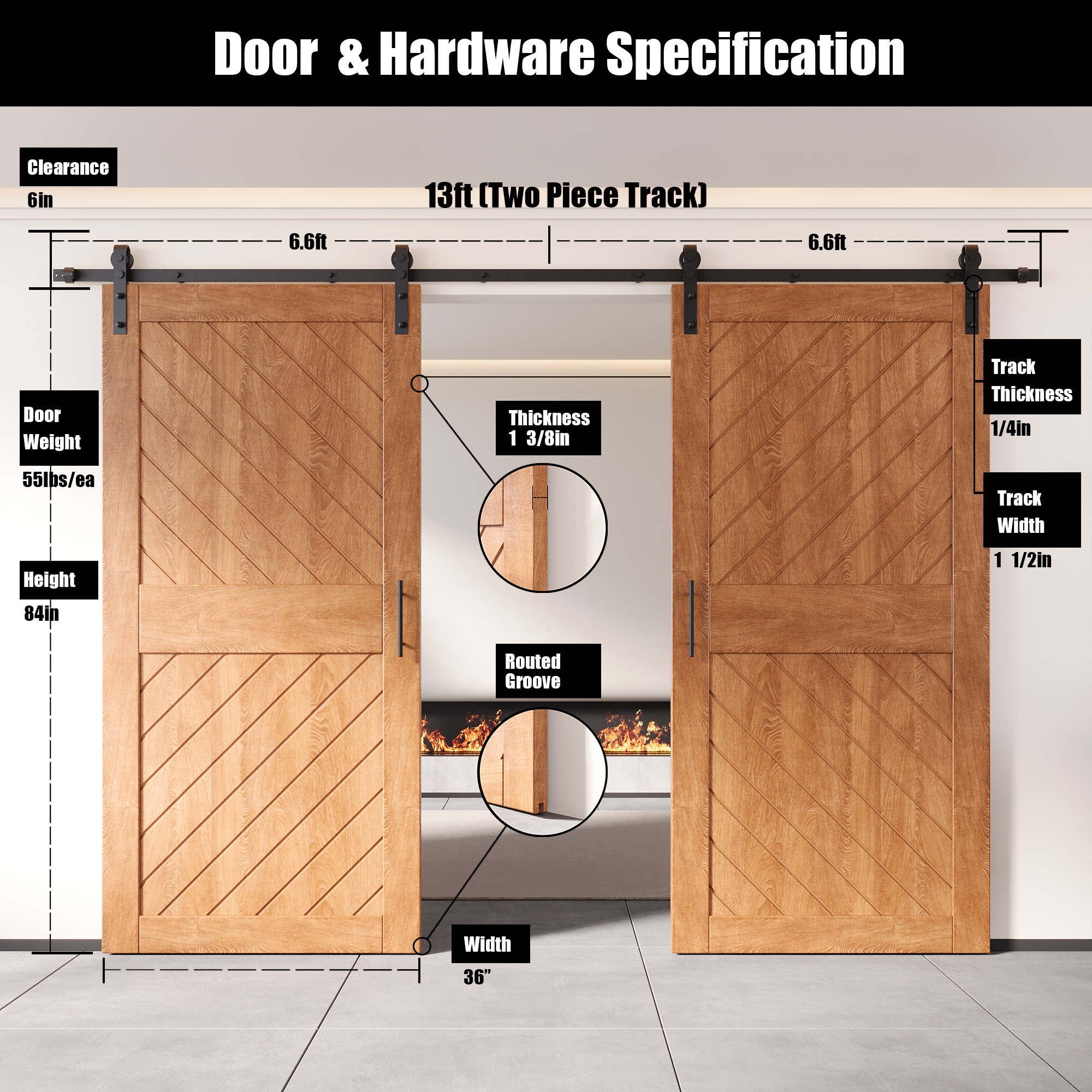 HOMACER YT2H156C-XT4-3684-EA Barn-Doors - View #2