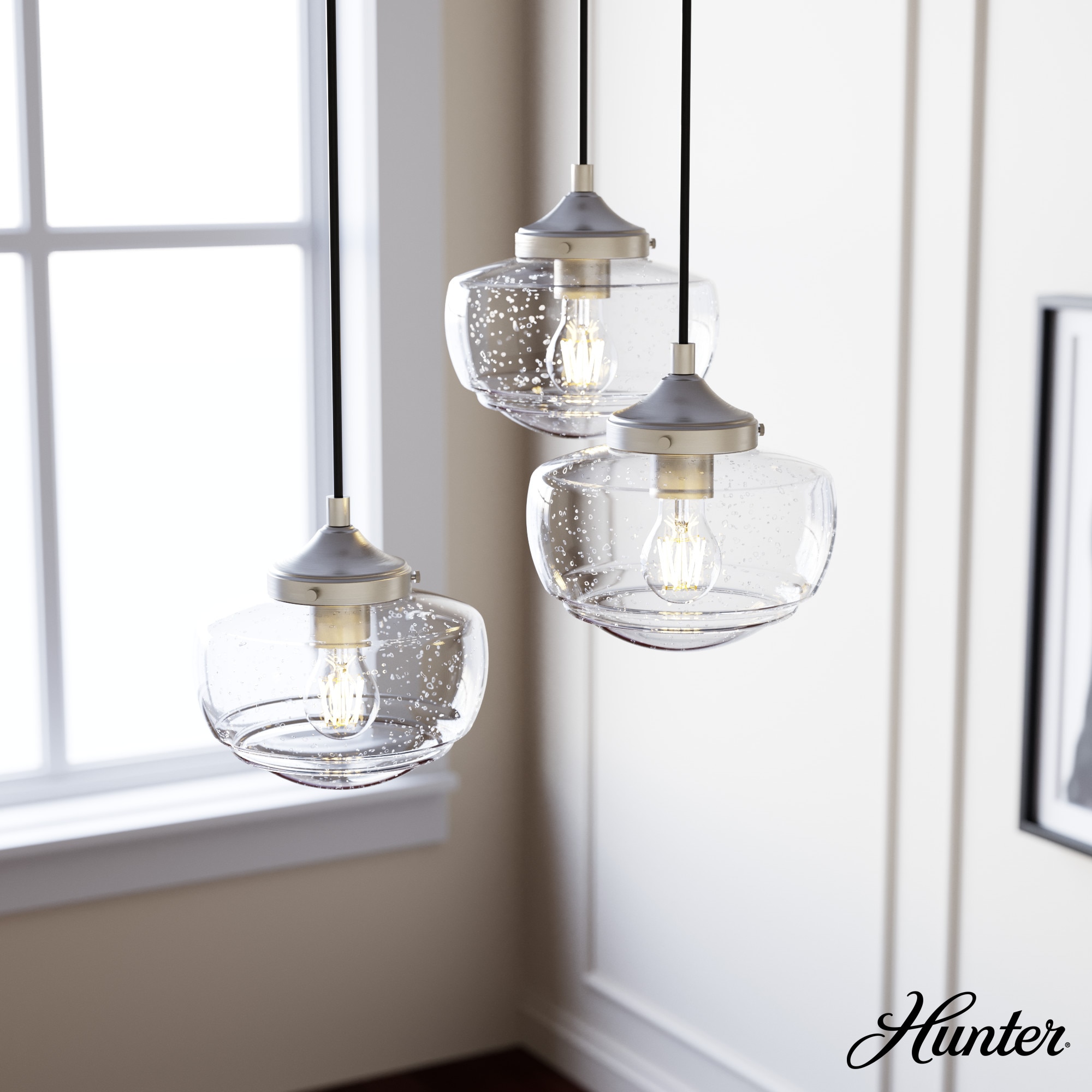 Saddle Creek 17" Brushed Nickel and Glass 3-Light Pendant