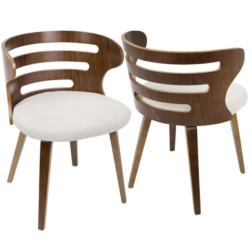 LumiSource CH-COSI WL+CR Cosi Midcentury Walnut, Cream Accent Chair