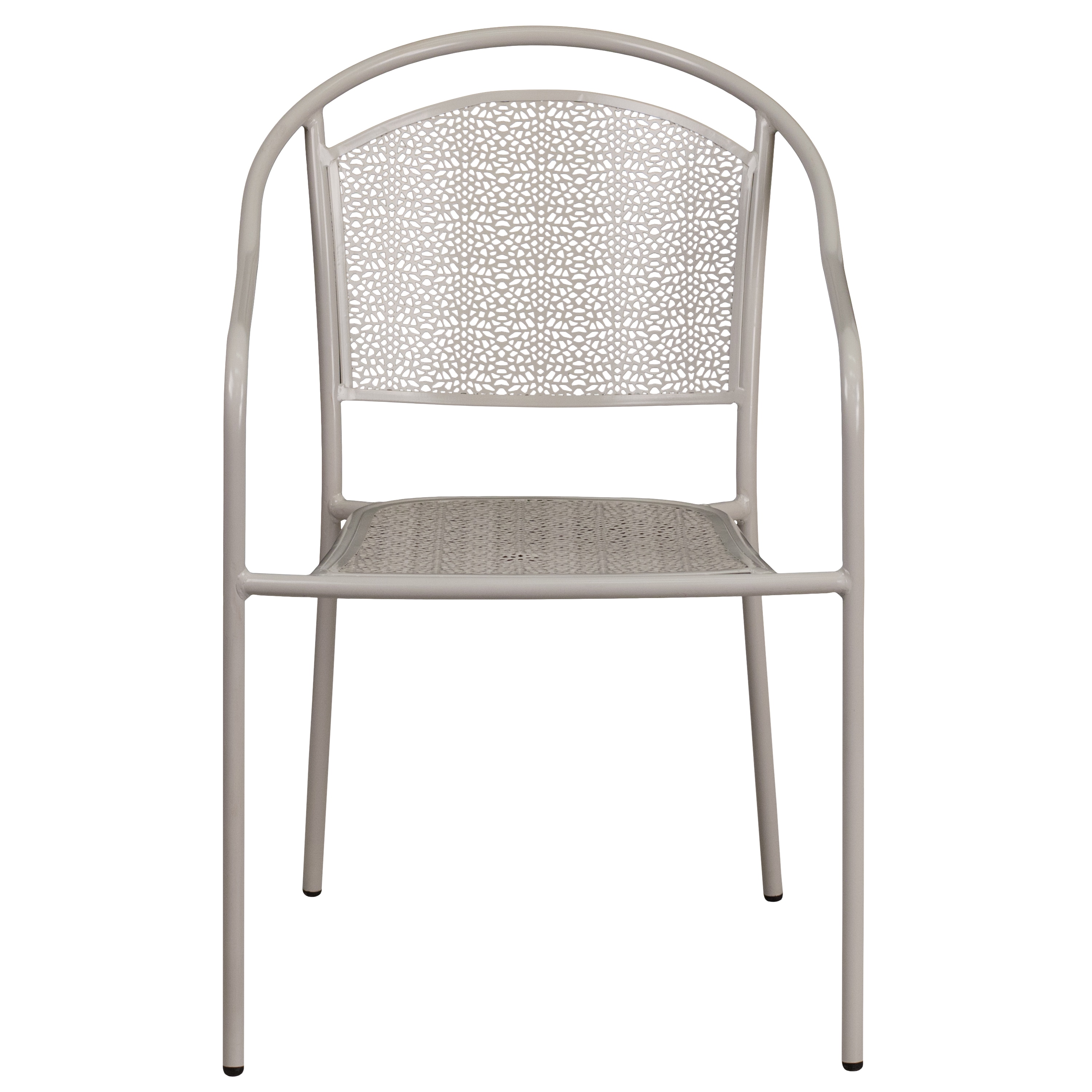 Light Gray Metal Rain Flower Design Stackable Dining Chair