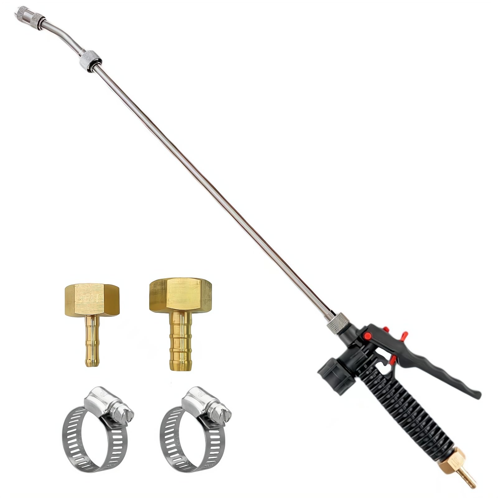 Etokfoks  Stainless Steel Universal Pump Sprayer Wand with Adjustable Nozzle Brass Barbs for 1 4 and 3 8 Inch Hose