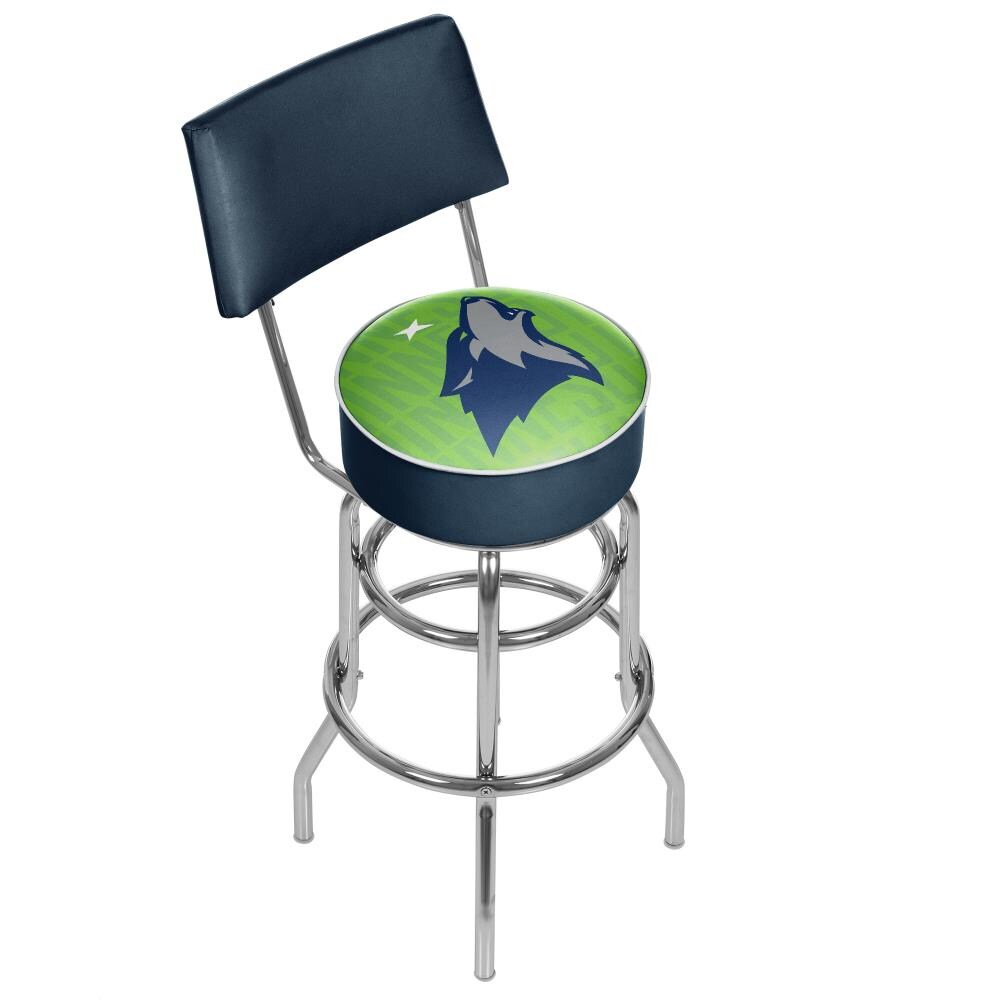 Trademark Gameroom NBA1100-MT3 Minnesota Timberwolves Bar Stools with Backs Chrome Bar height Swivel Metal Bar Stool