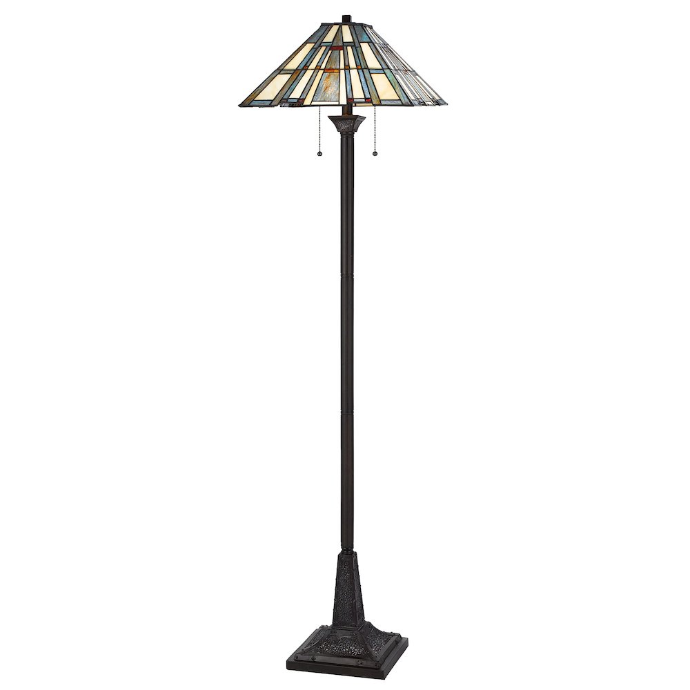 Cal Lighting 60W X 2 Metal/Resin Tiffany Floor Lamp With Pull Chain Switches