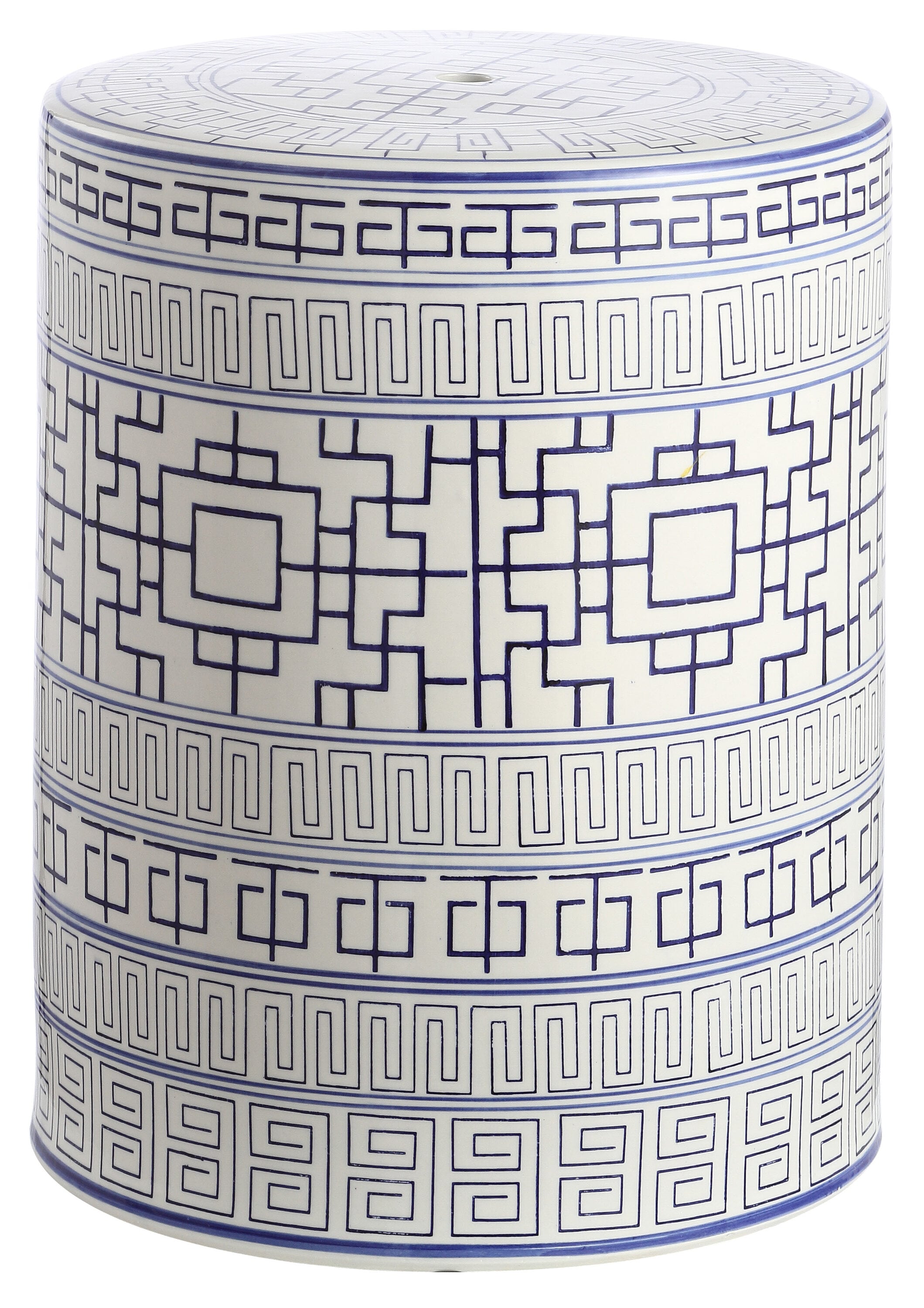 Safavieh ACS4581A 18-in Blue/White Ceramic Barrel Garden Stool