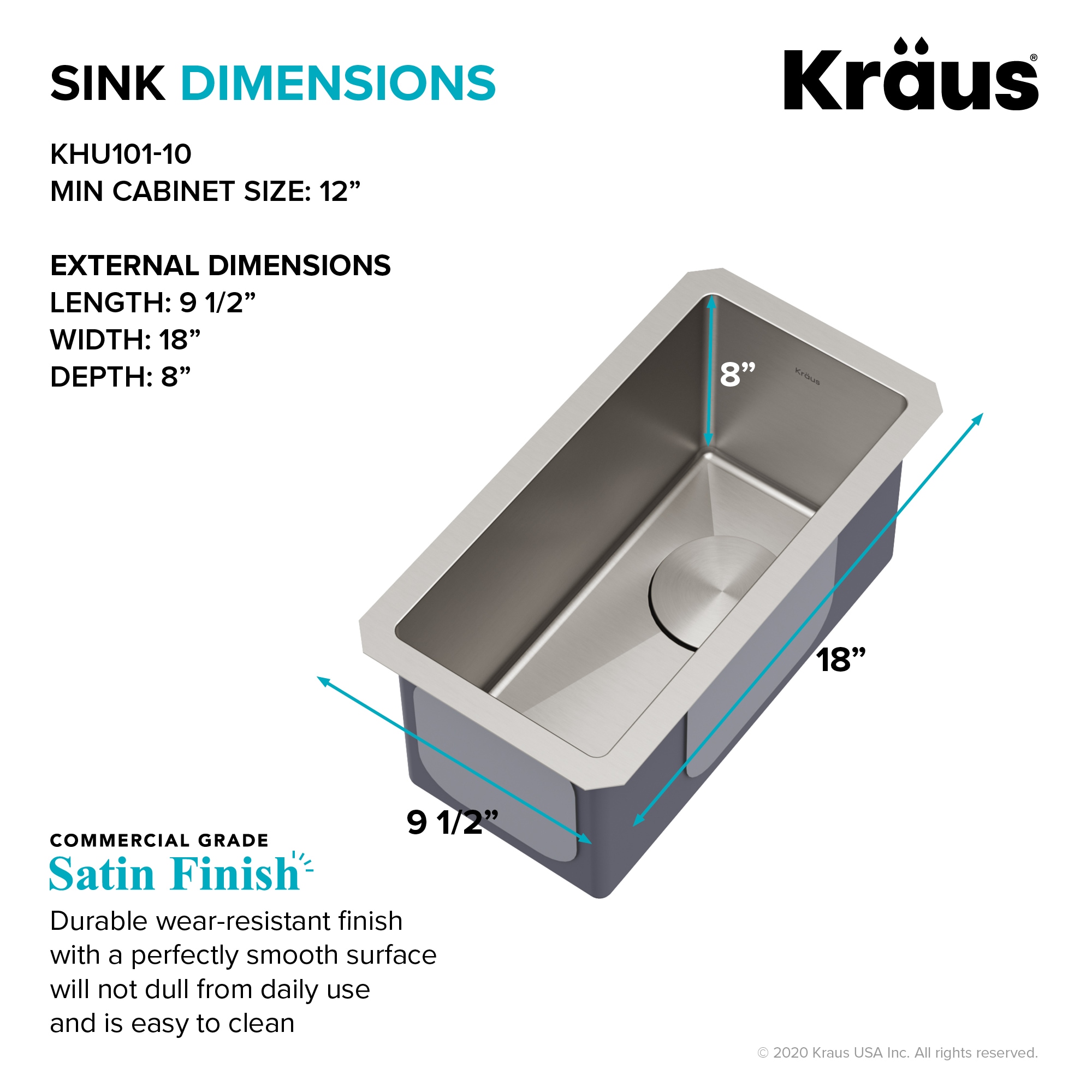 Kraus KHU101-10 Bar-Prep-Sinks - View #3