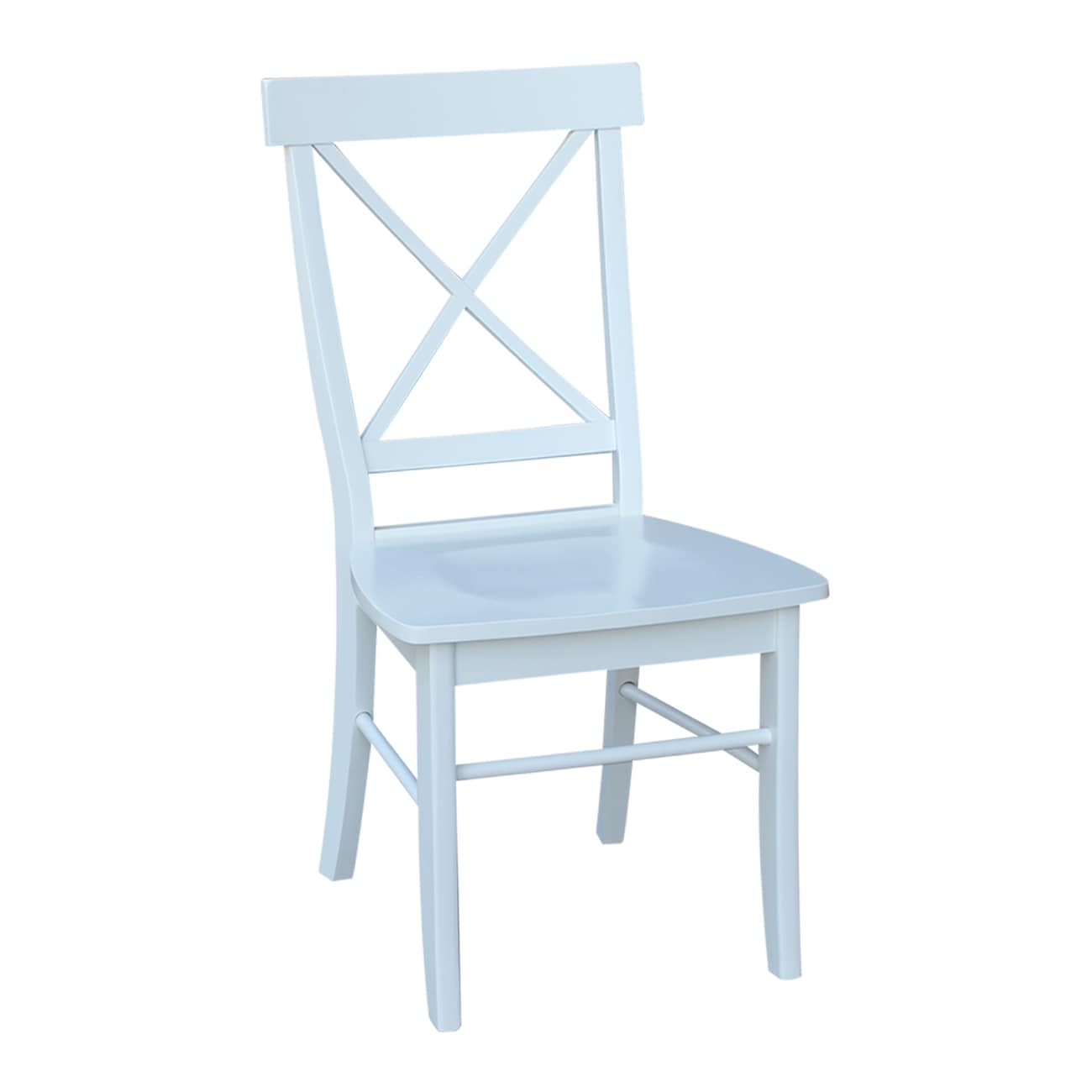 White High Cross Back Solid Wood Side Chair