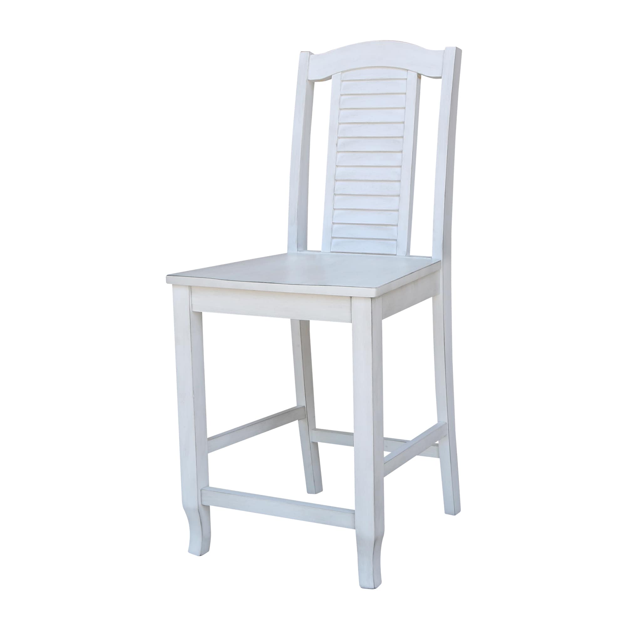 International Concepts S28-452 Antique Chalk 24-in H Counter height Square seat Wood Bar Stool and Back