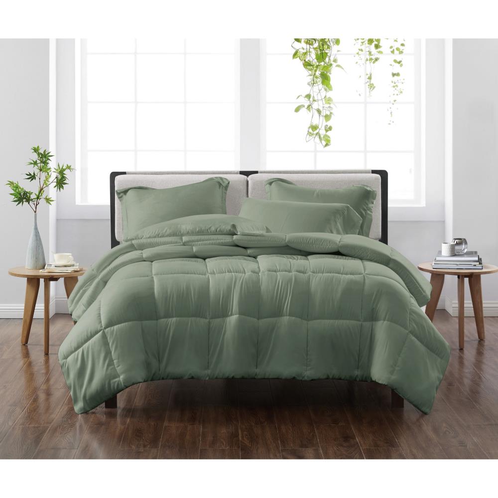 2 Piece Green Twin Comforter Set, Olive Green Twin Bedding