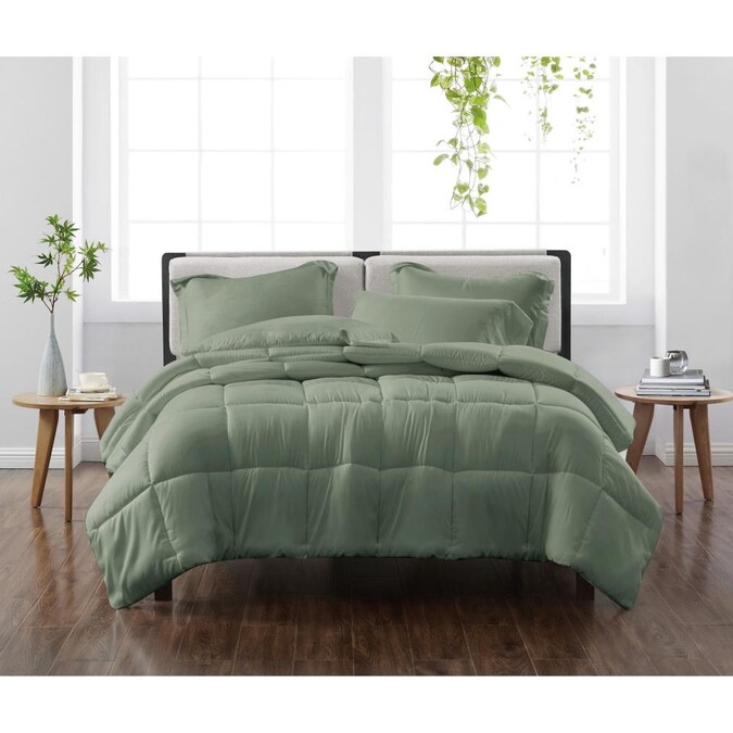 2 Piece Green Twin Comforter Set, Sage Green Bedding King Size
