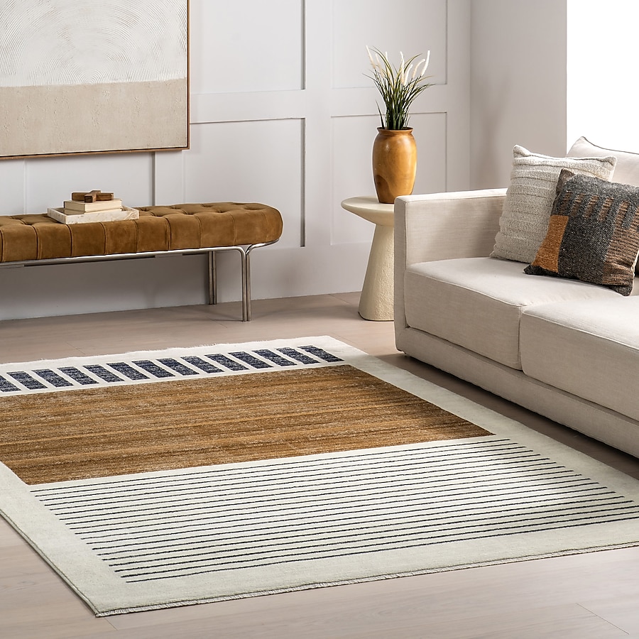 nuLOOM Keeva 5 X 8 (ft) Beige Indoor Stripe Area Rug BDSN35A nuLOOM Keeva 5 X 8 (ft) Beige Indoor Stripe Area Rug BDSN35A