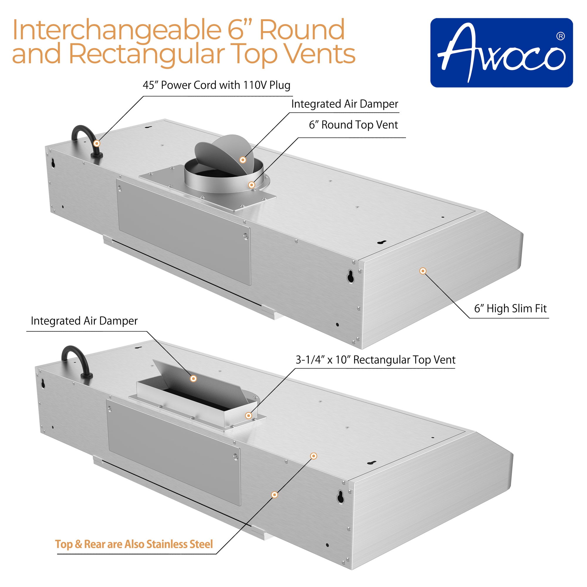 Awoco RH-C06-36 Undercabinet-Range-Hoods - View #4