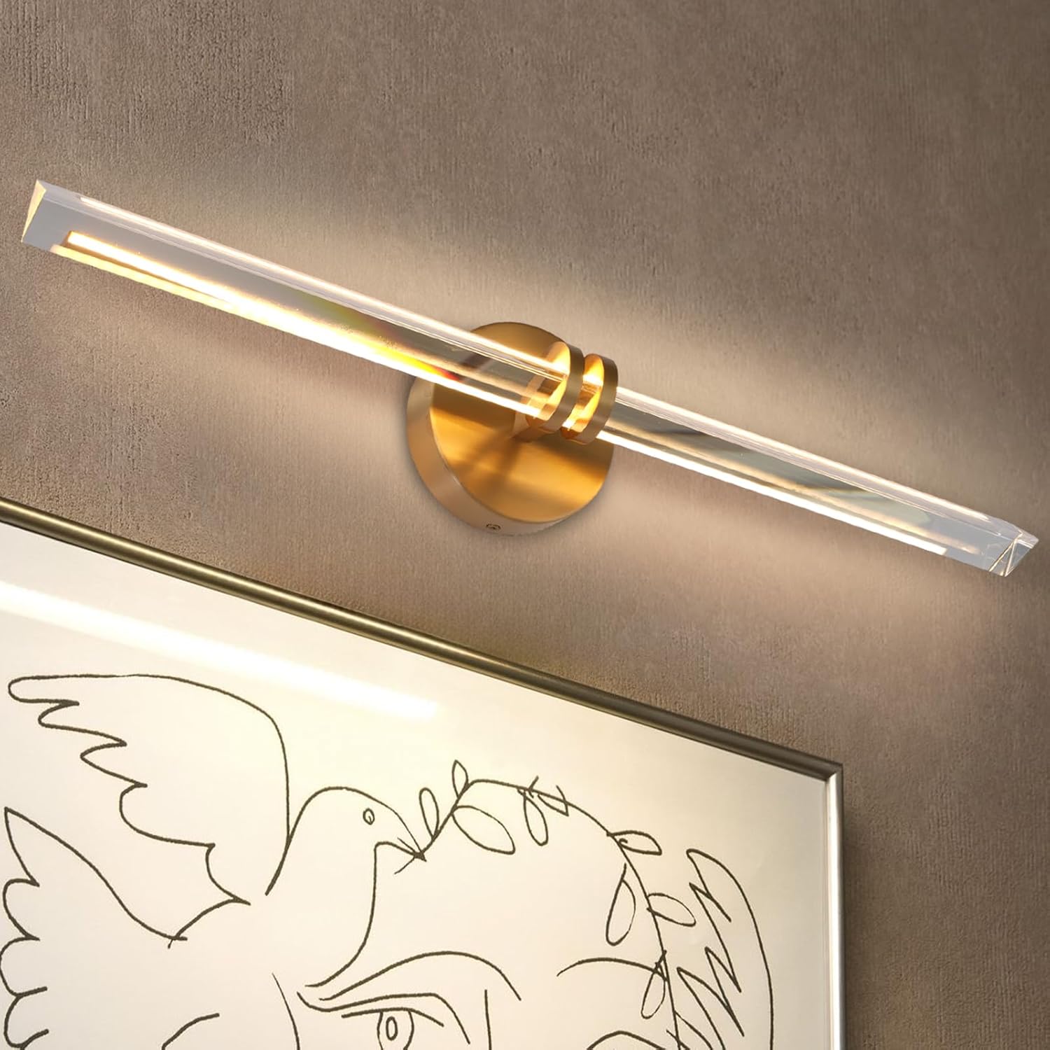 Gleam Flare  24.02 Inch Diameter Gold Crystal Prism Wall Sconce With Dimmable Led Compatible Design