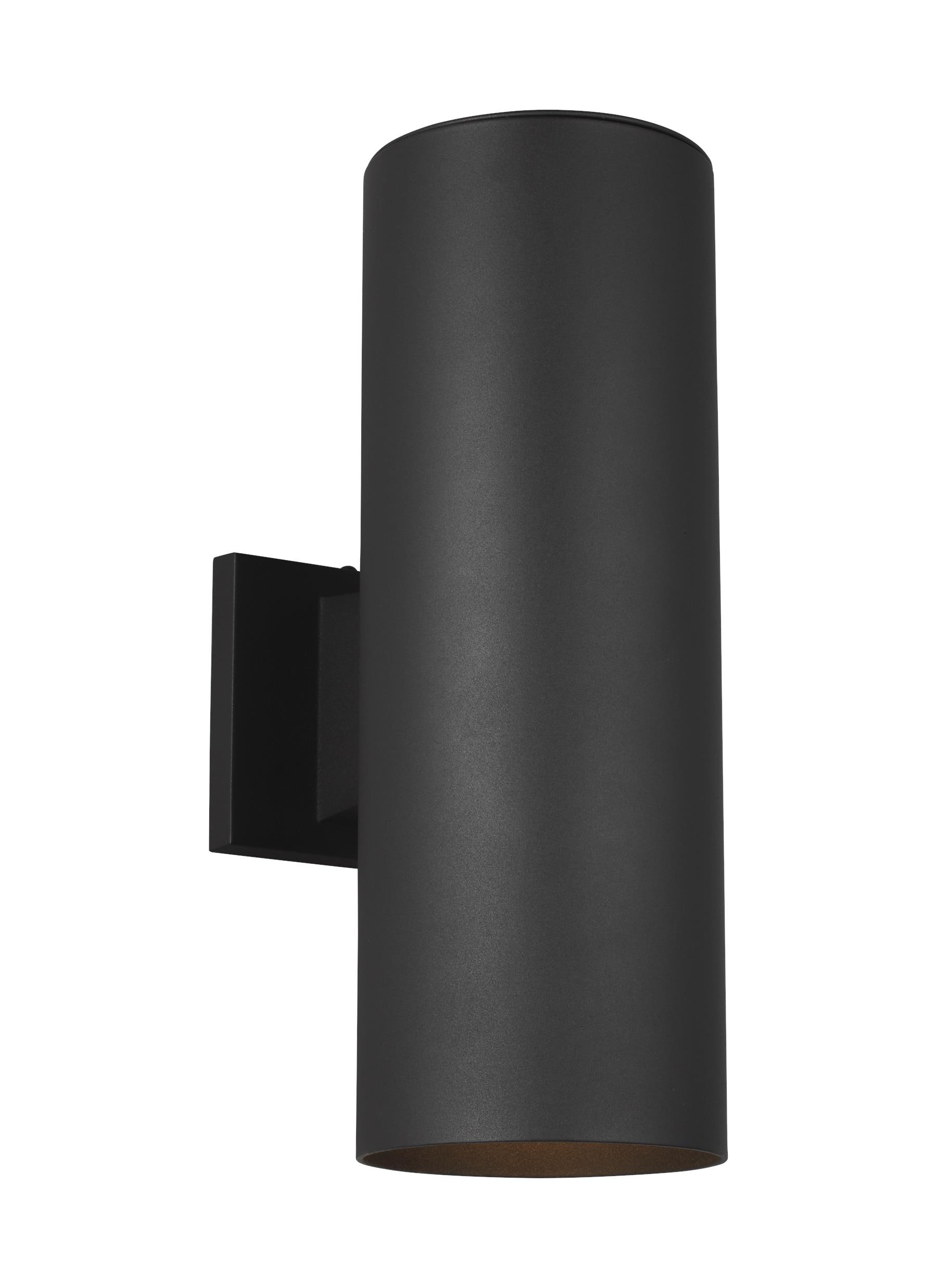 Black Aluminum Cylinder Outdoor Wall Sconce with Glass Shade