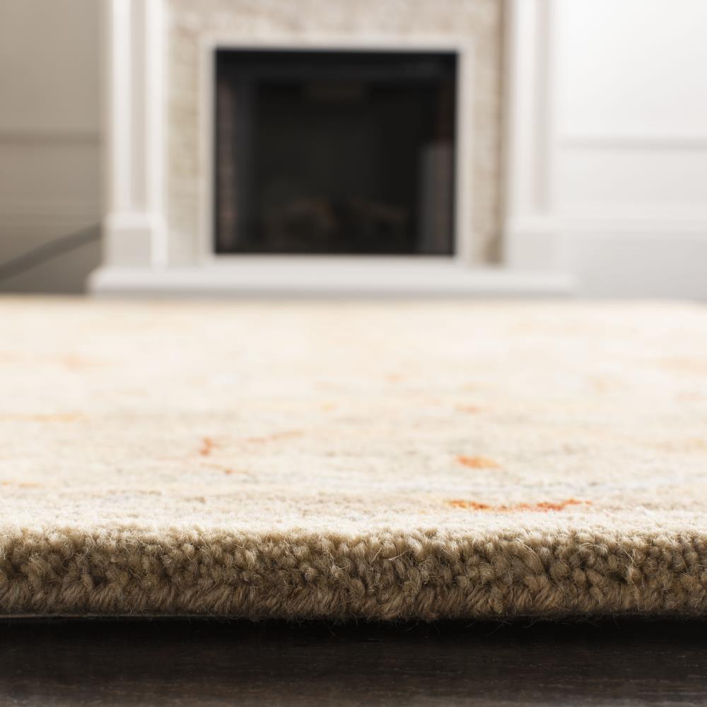 Antiquity 6' Square Beige/Gray/Orange Wool Tufted Area Rug