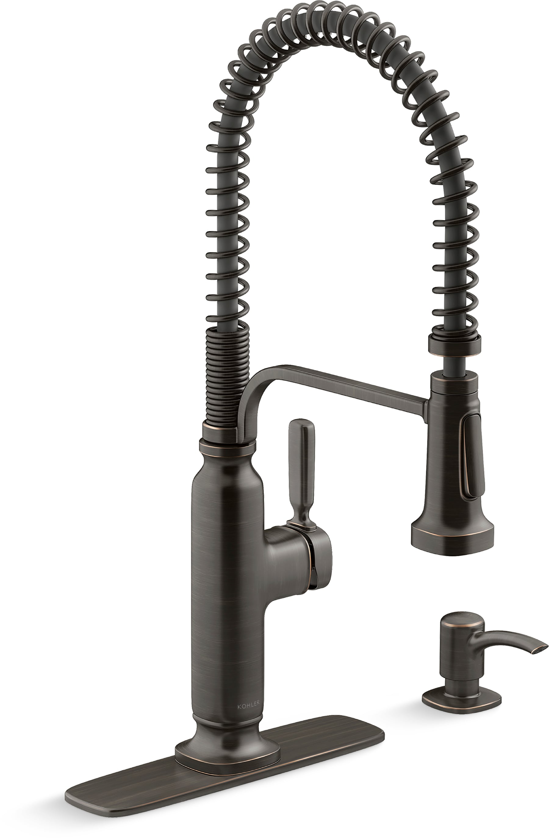 KOHLER Ealing Pre-Rinse Spring Oil-Rubbed Bronze Single Handle Pull ...