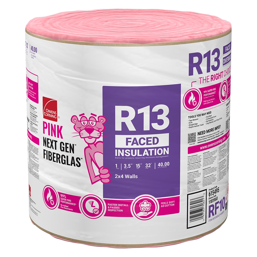 Owens Corning R-13 Kraft Faced Fiberglass Roll Insulation 40-sq ft (15-in W  x 32-ft L) Individual Pack in the Roll Insulation department at