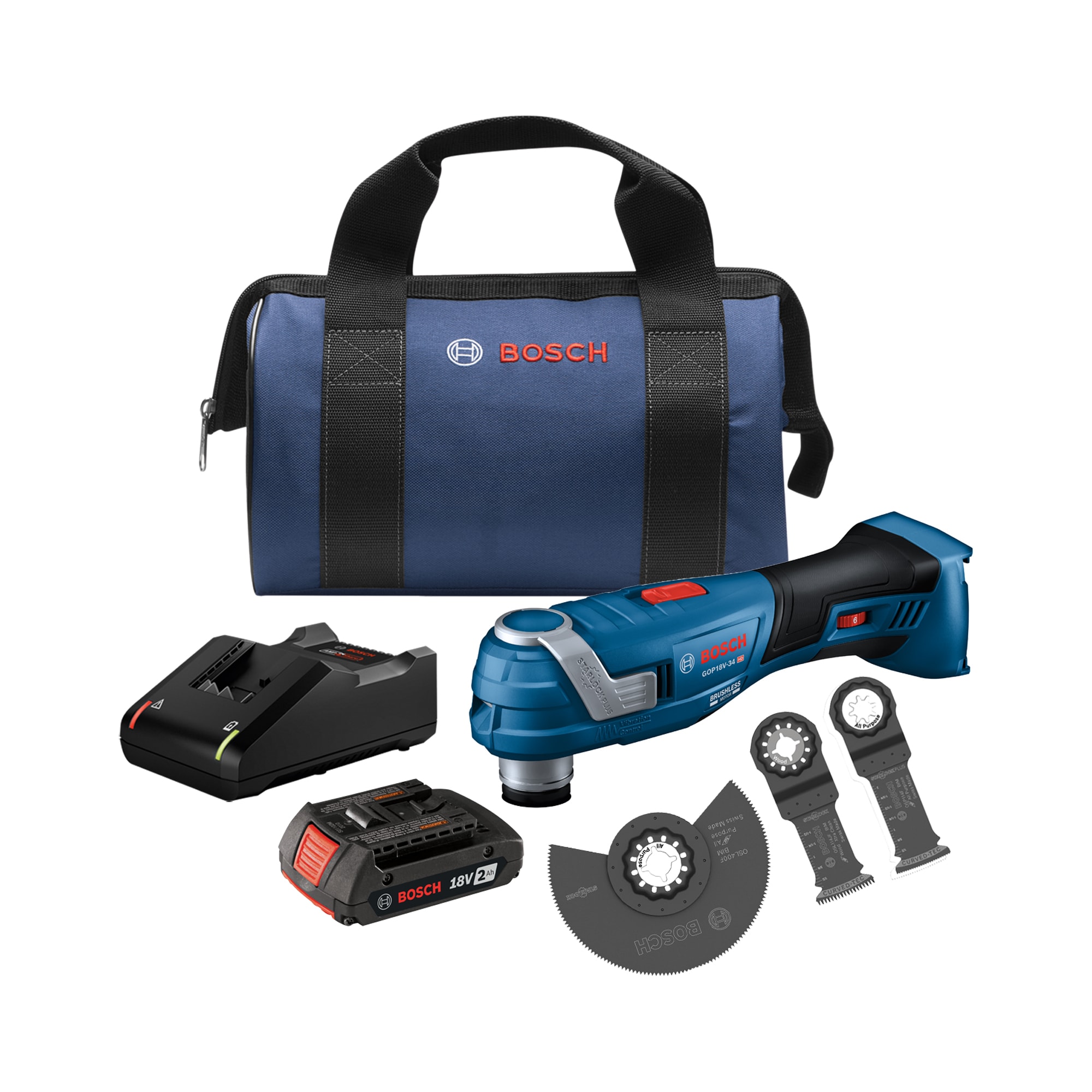 Bosch 18-volt Cordless Brushless 2-Amp Variable 6-Piece Oscillating Multi-Tool Kit with Soft Case (1-Battery Included) GOP18V-34B12 Sansujyuku sansujyuku.com