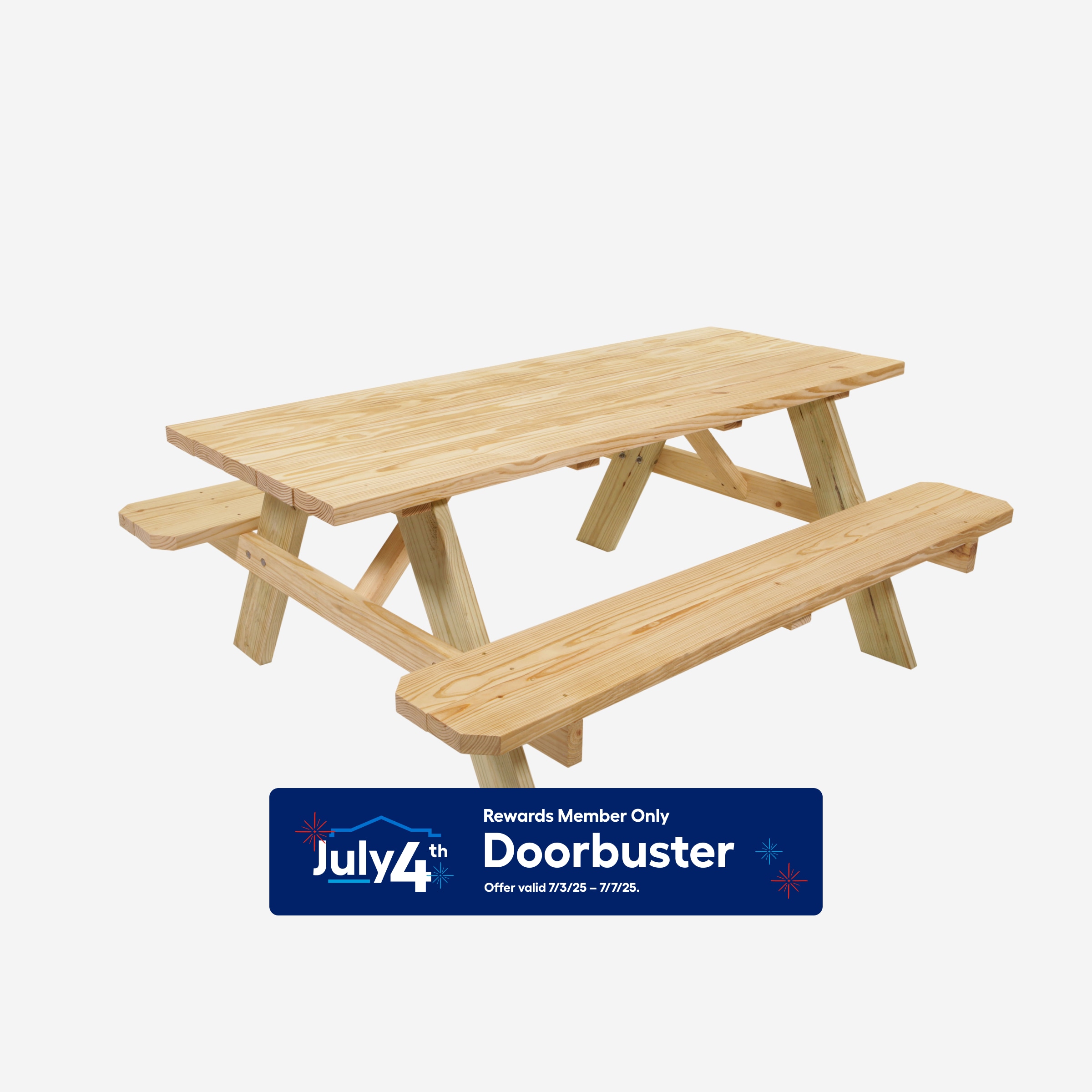 Style Selections 116810 72-in Brown Southern yellow pine Rectangle Picnic Table