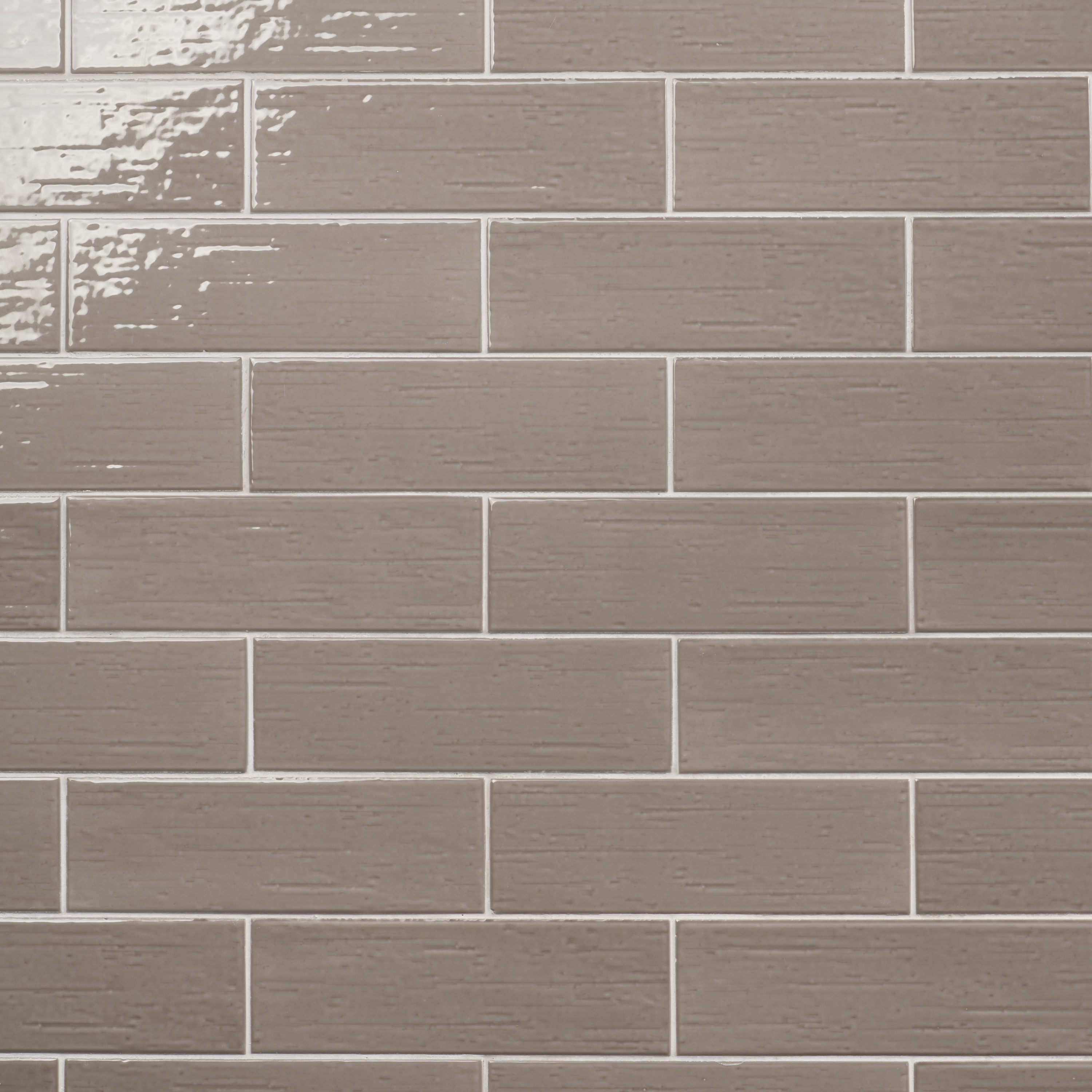 Hearth Collection Dark Gray Polished Porcelain Subway Tile 3" x 9"