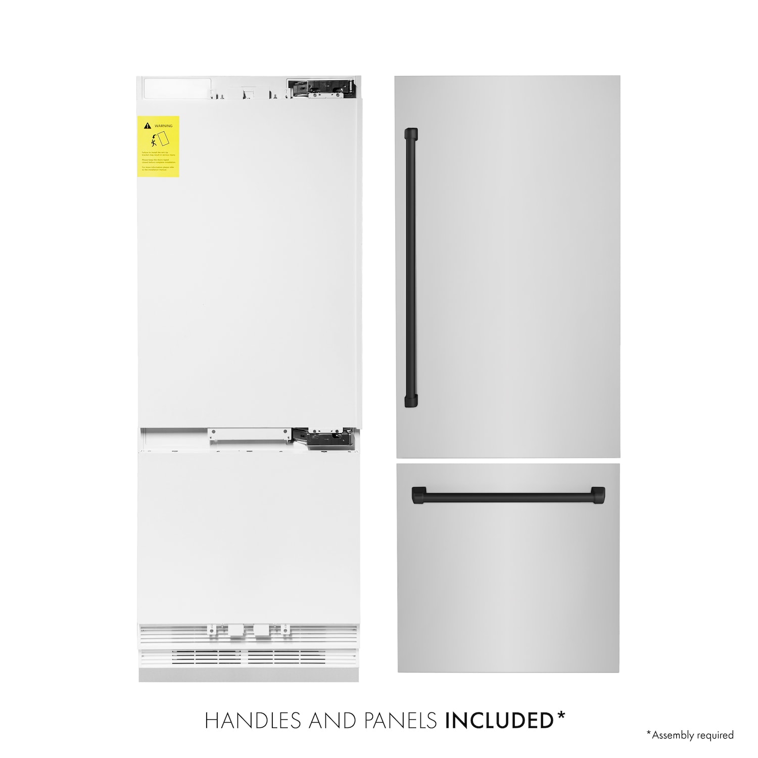 ZLINE Kitchen and Bath Autograph Edition 30 in. 2-Door Bottom Freezer Refrigerator w/ Ice & Water Dispenser in Stainless Steel & Matte Black, Brushed 430 Stainless Steel & Matte Black -  RBIVZ-304-30-MB