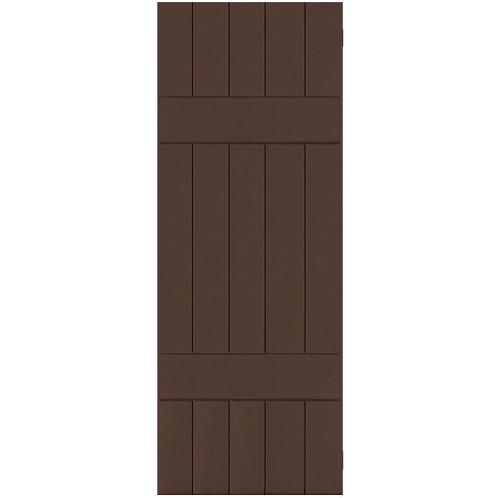 Ekena Millwork RWB18X073TBM 18-in W x 73-in H Tudor Brown Board and batten Wood Exterior Shutters ( 2 -Pack )
