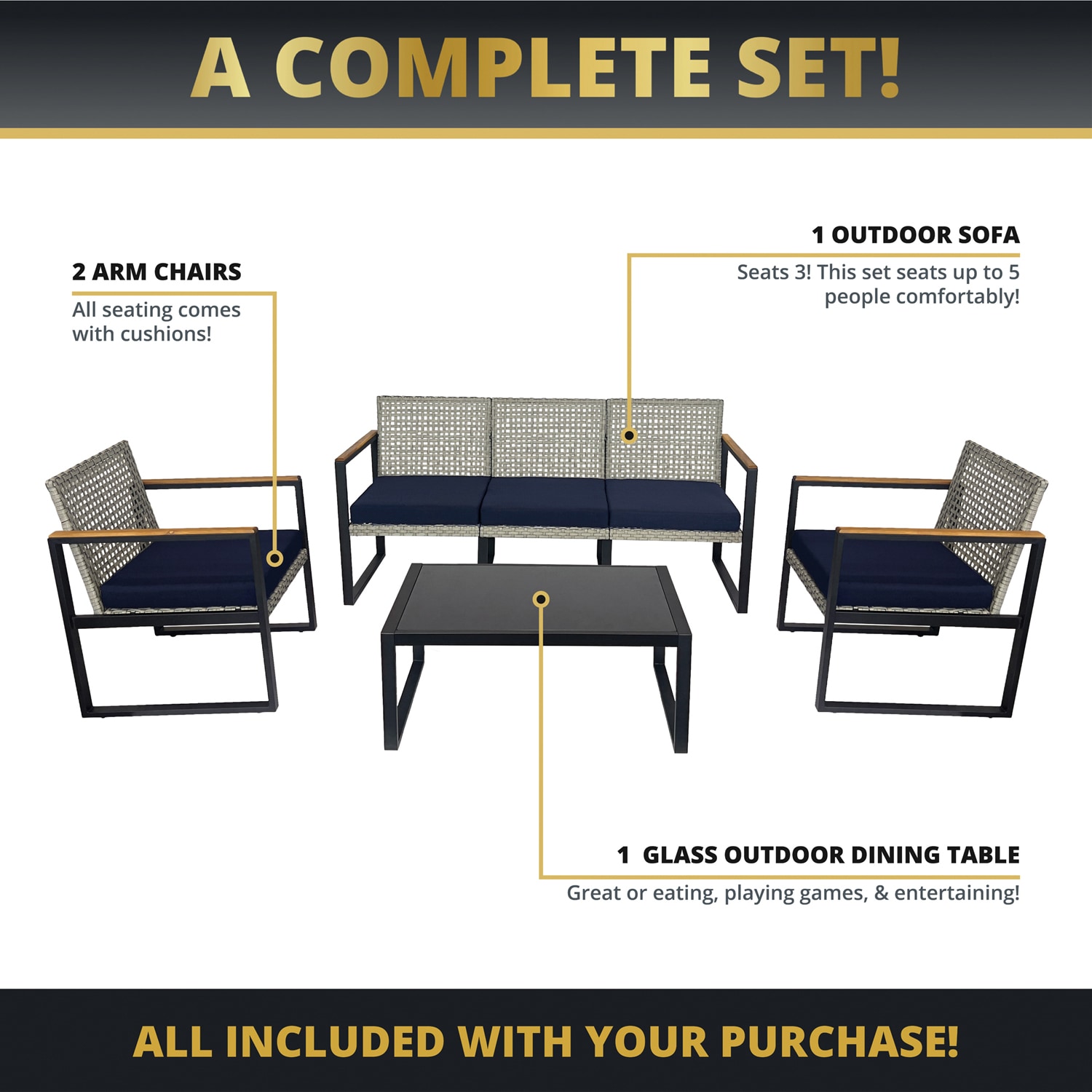 Kinger Home PFS-001 Patio-Conversation-Sets - View #6