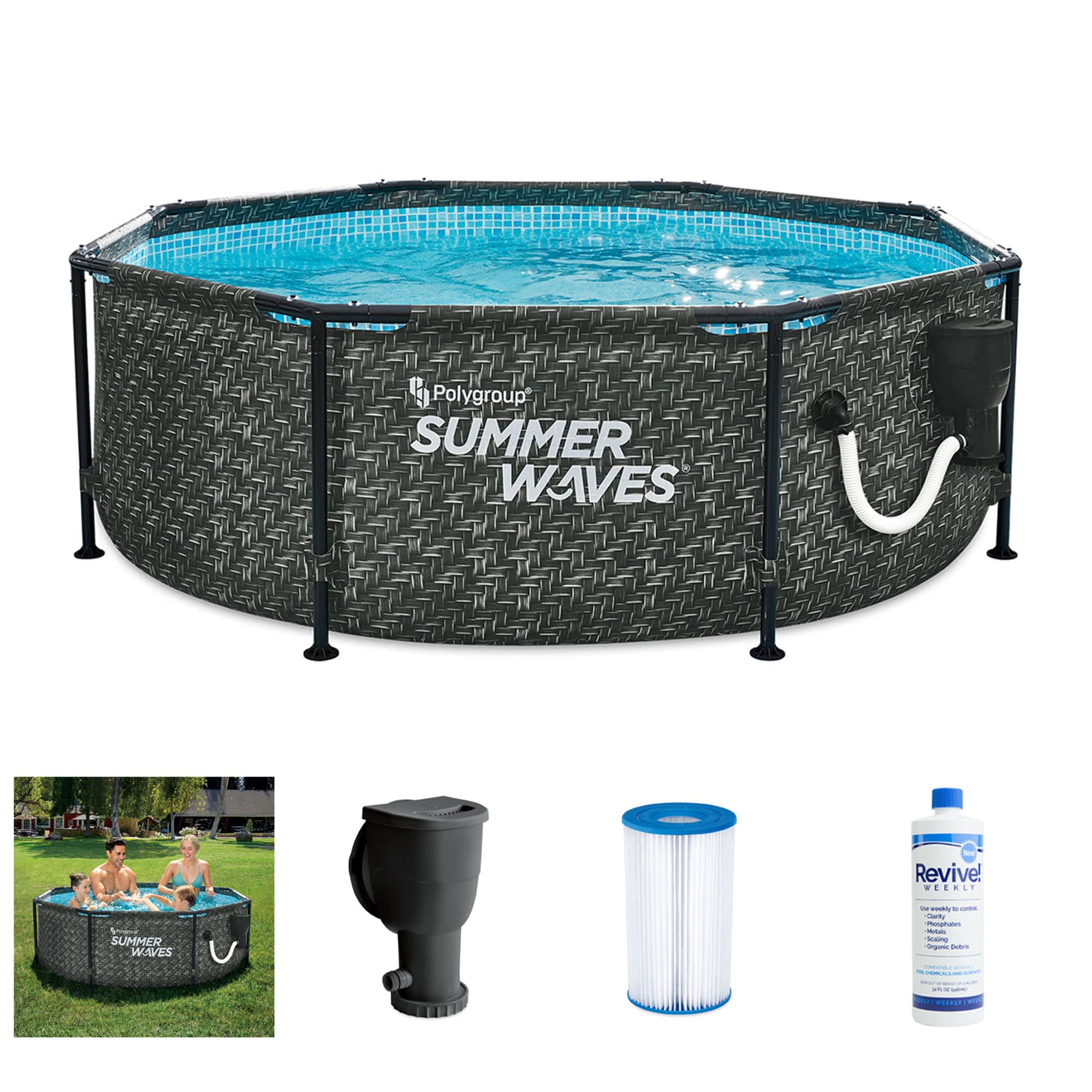 Summer Waves P2A00830A + REVW16 8-ft x 8-ft x 30-in Metal