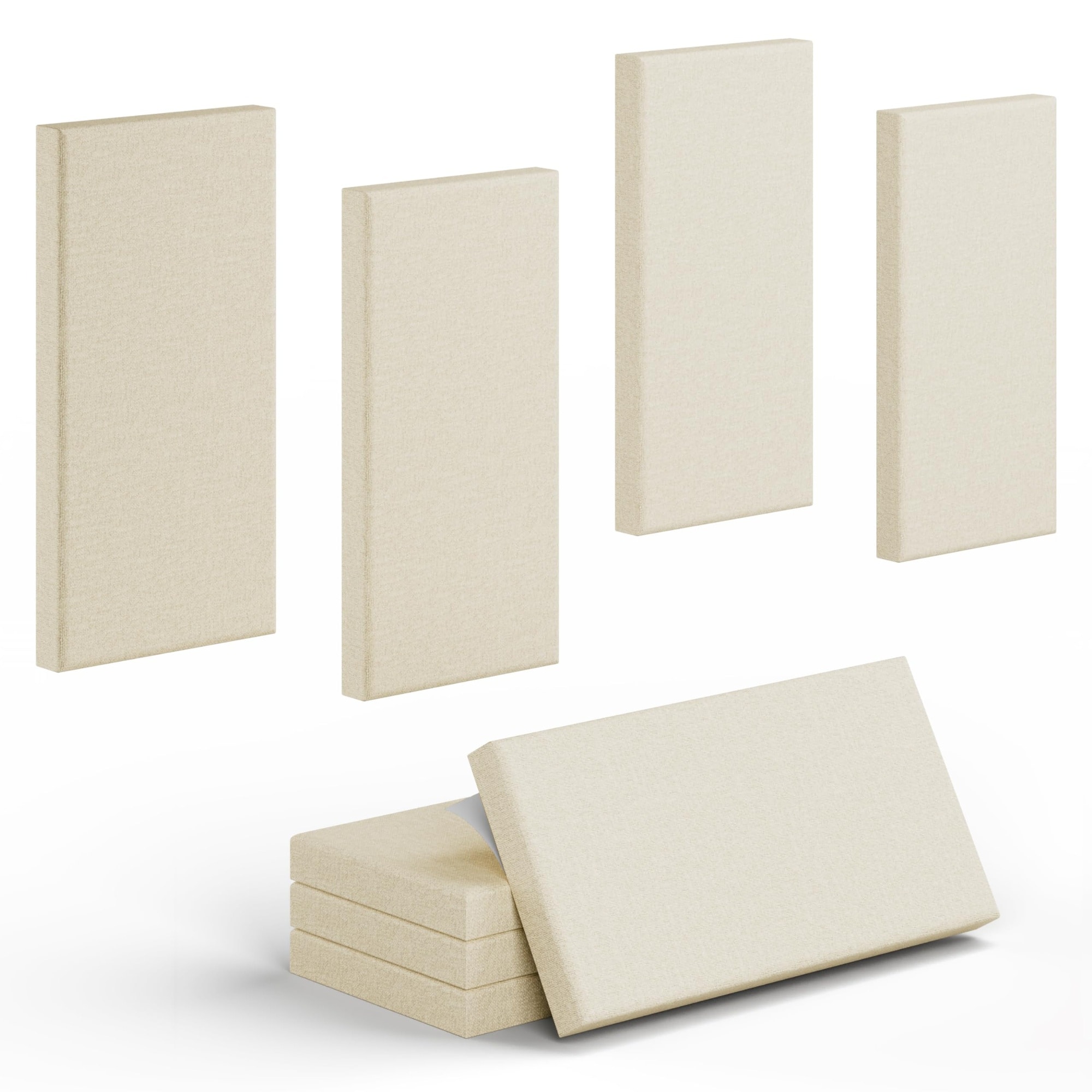 Phewnyzo  4 pack acoustic panels 24 x 12 x 2 inch high density fiberglass core fabric cover self adhesive sound absorbing wall panels for echo