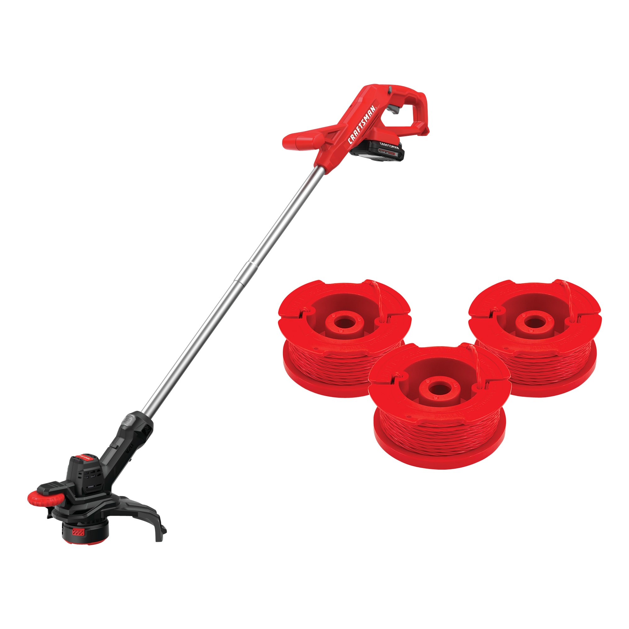 Shop CRAFTSMAN V20 20-volt Max 10-in Straight Cordless String Trimmer with  Edger Capable & 3-Pack 20-ft Spool 0.08-in Spooled Trimmer Line at