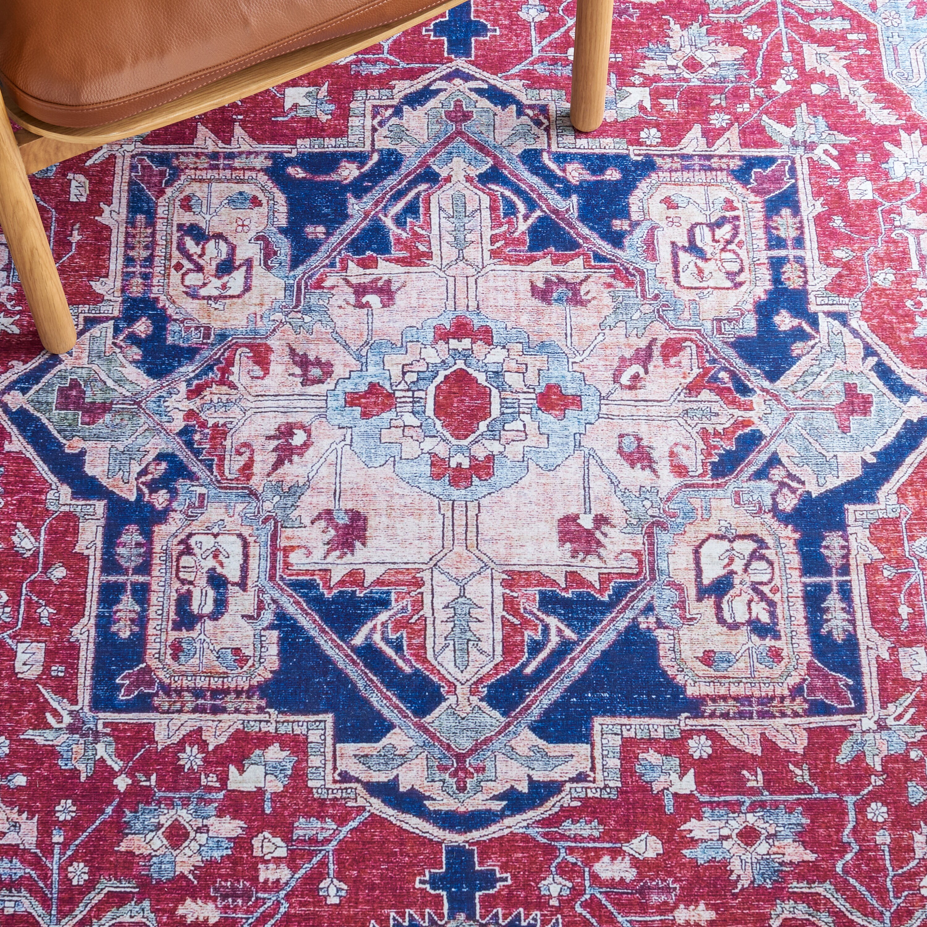 Tucson Elegant Red Synthetic 30" Washable Runner Rug