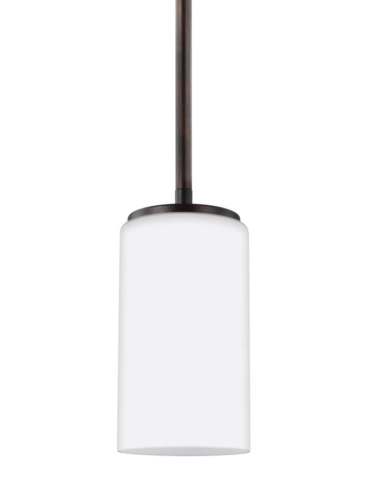 Generation Lighting 6124601-710 Hettinger Bronze Transitional Etched glass Cylinder Mini Outdoor Hanging Pendant light