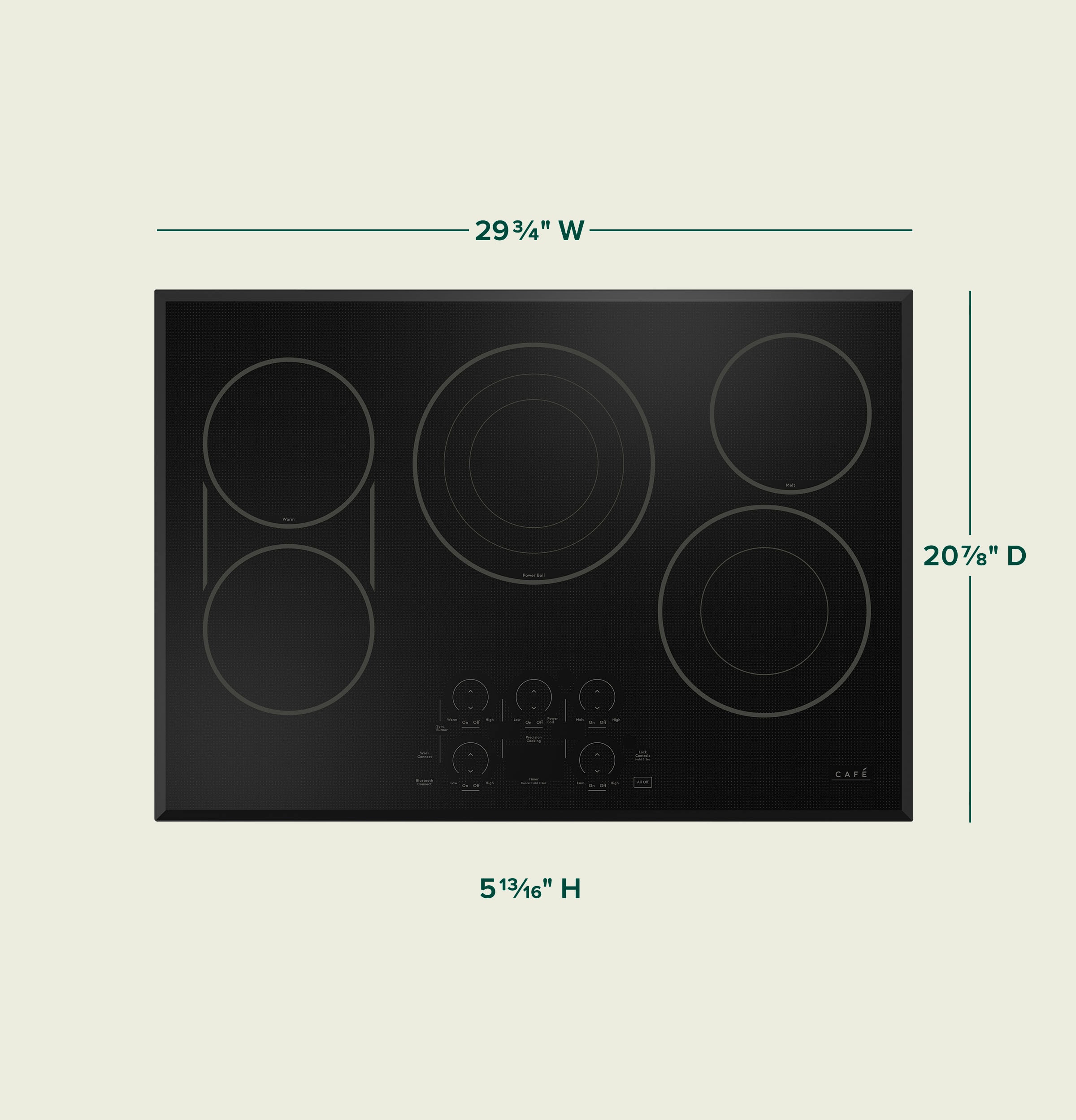 Cafe 30-in 5 Burners Smooth Surface (Radiant) Black Smart Electric Cooktop  in the Electric Cooktops department at