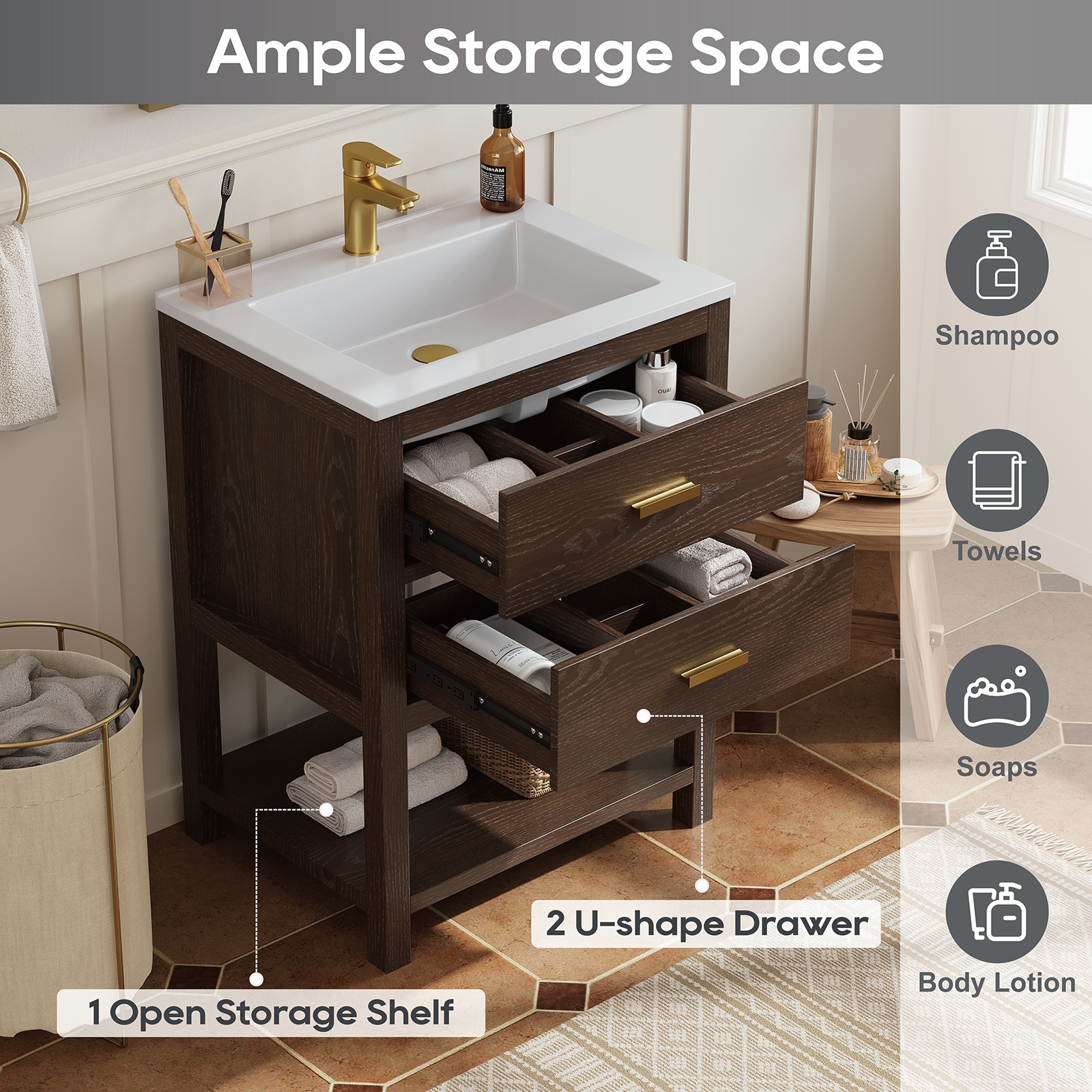 DELUXE LIVING V24030KD-24WT Bath-Vanity-Combo - View #2