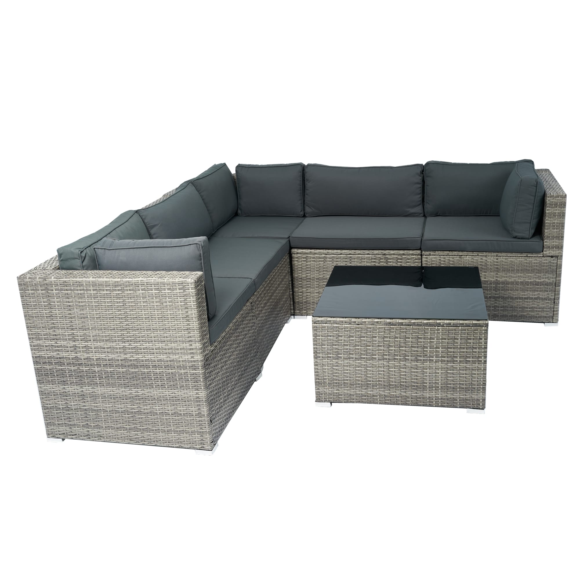 Nestfair HP329S51 Patio Furniture Sets Wicker Outdoor Sectional with Gray Cushions and Wicker Frame