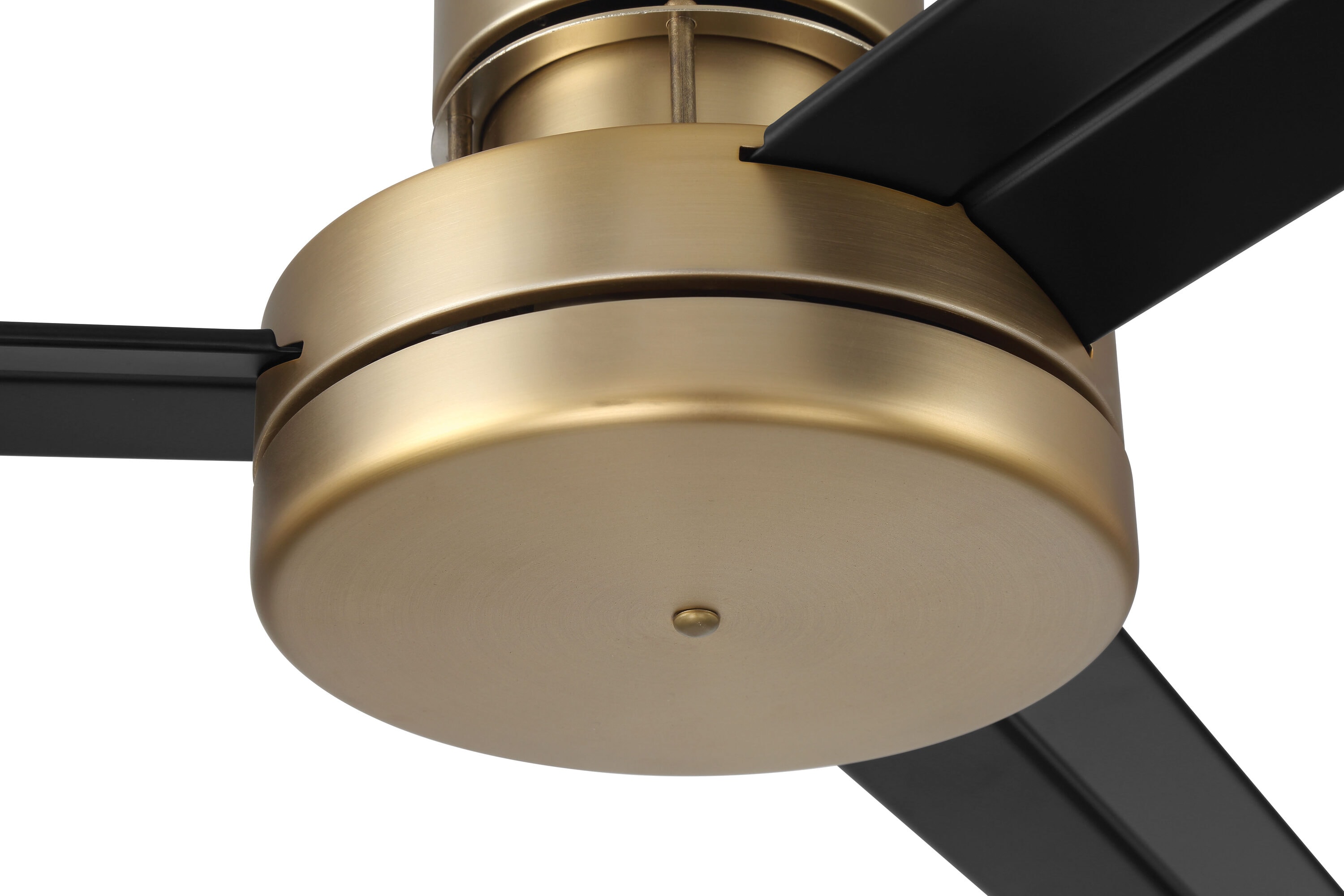 54" Satin Brass and Black Modern Ceiling Fan with Remote
