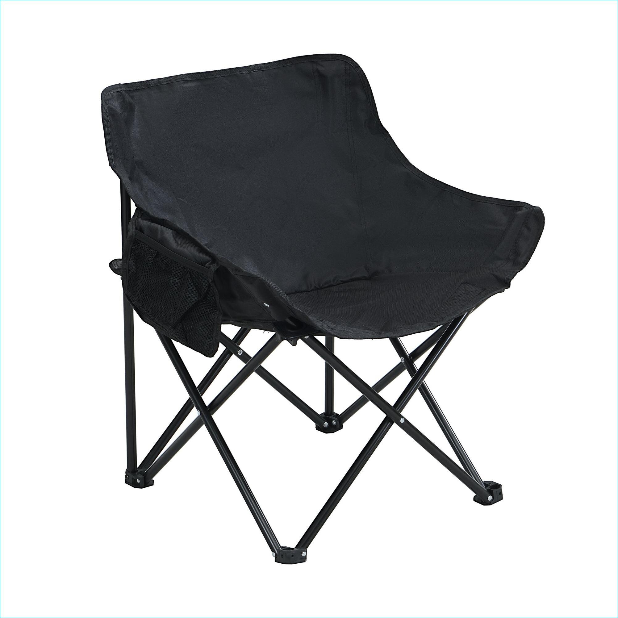 Watnature Polyester deep black folding portable camping chairs 2-piece ...