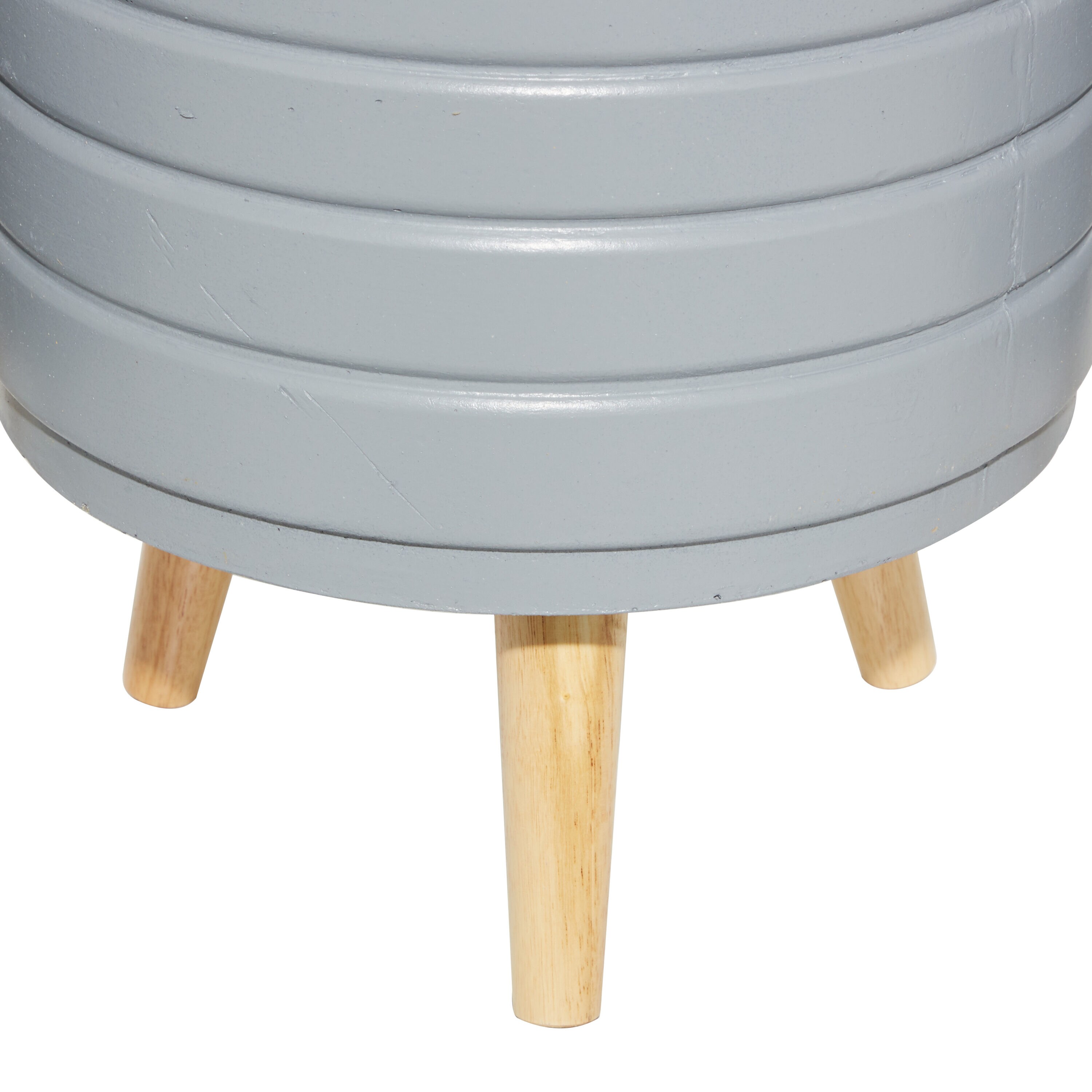 Gray Fiber Clay Planter Set with Wooden Legs