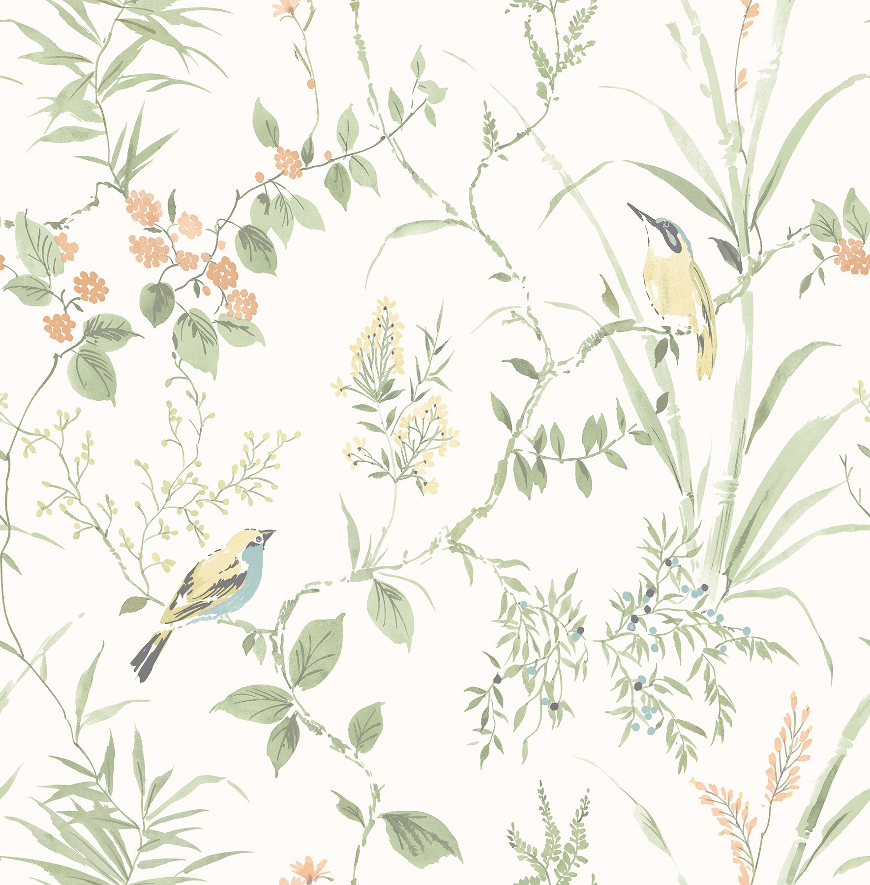 Brewster 2904-24174 Fresh Start Kitchen and Bath 56.4-Sq. Feet Sage Non-woven Ivy/Vines Unpasted Wallpaper