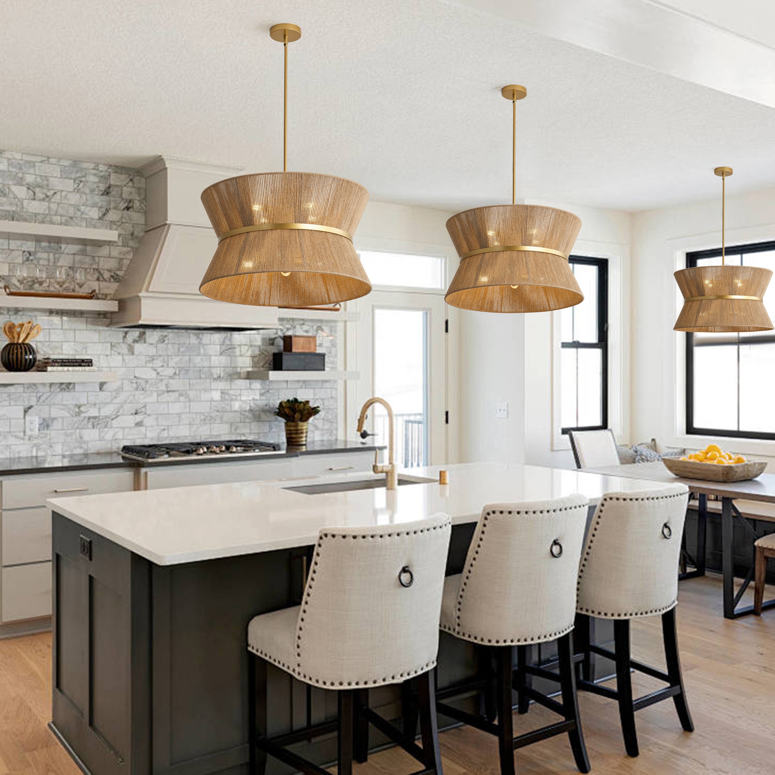 Aiwen 8 -Light Gold Rattan Metal Chandelier