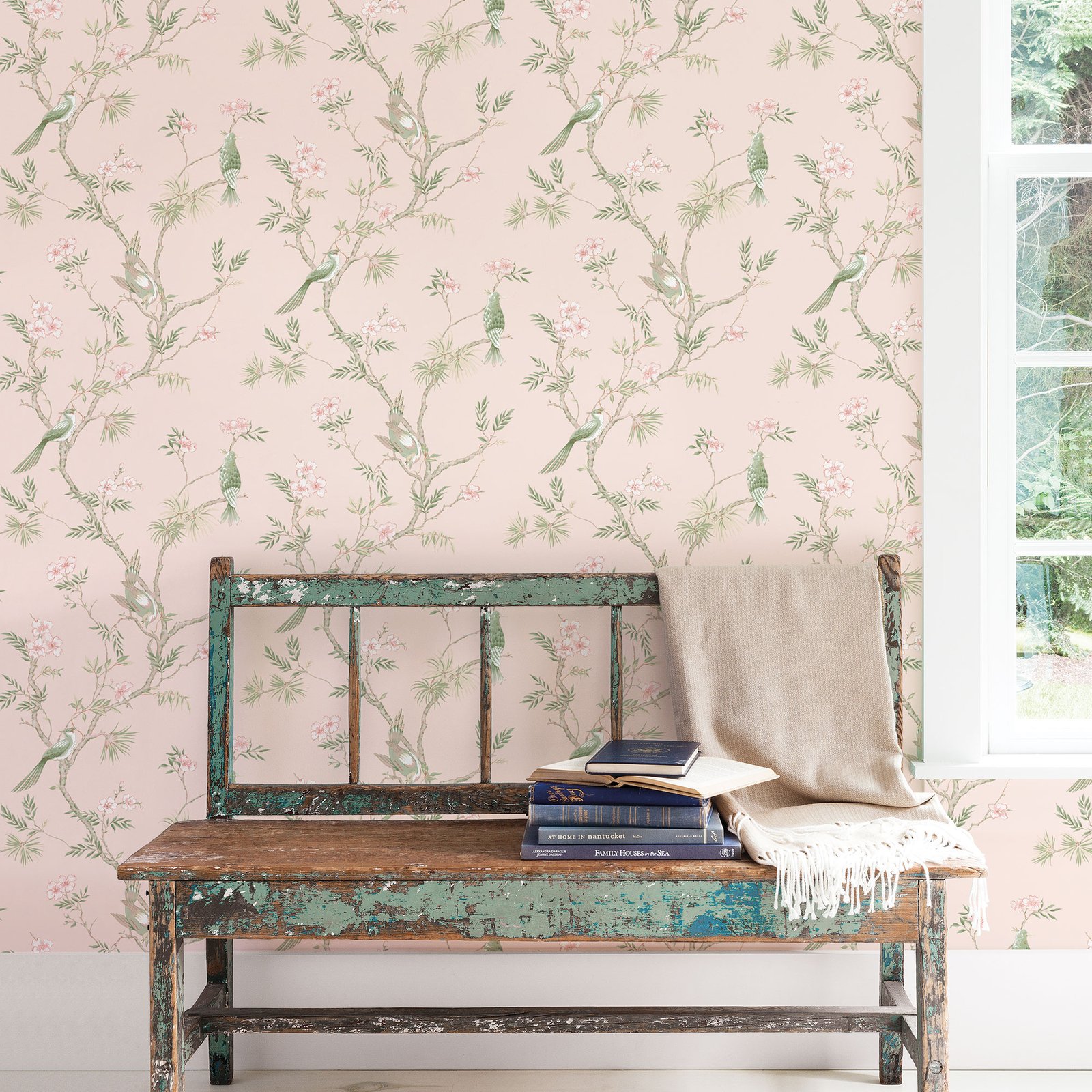 Galerie Secret Garden Classic Bird Trail Pink Wallpaper G78493 in the ...